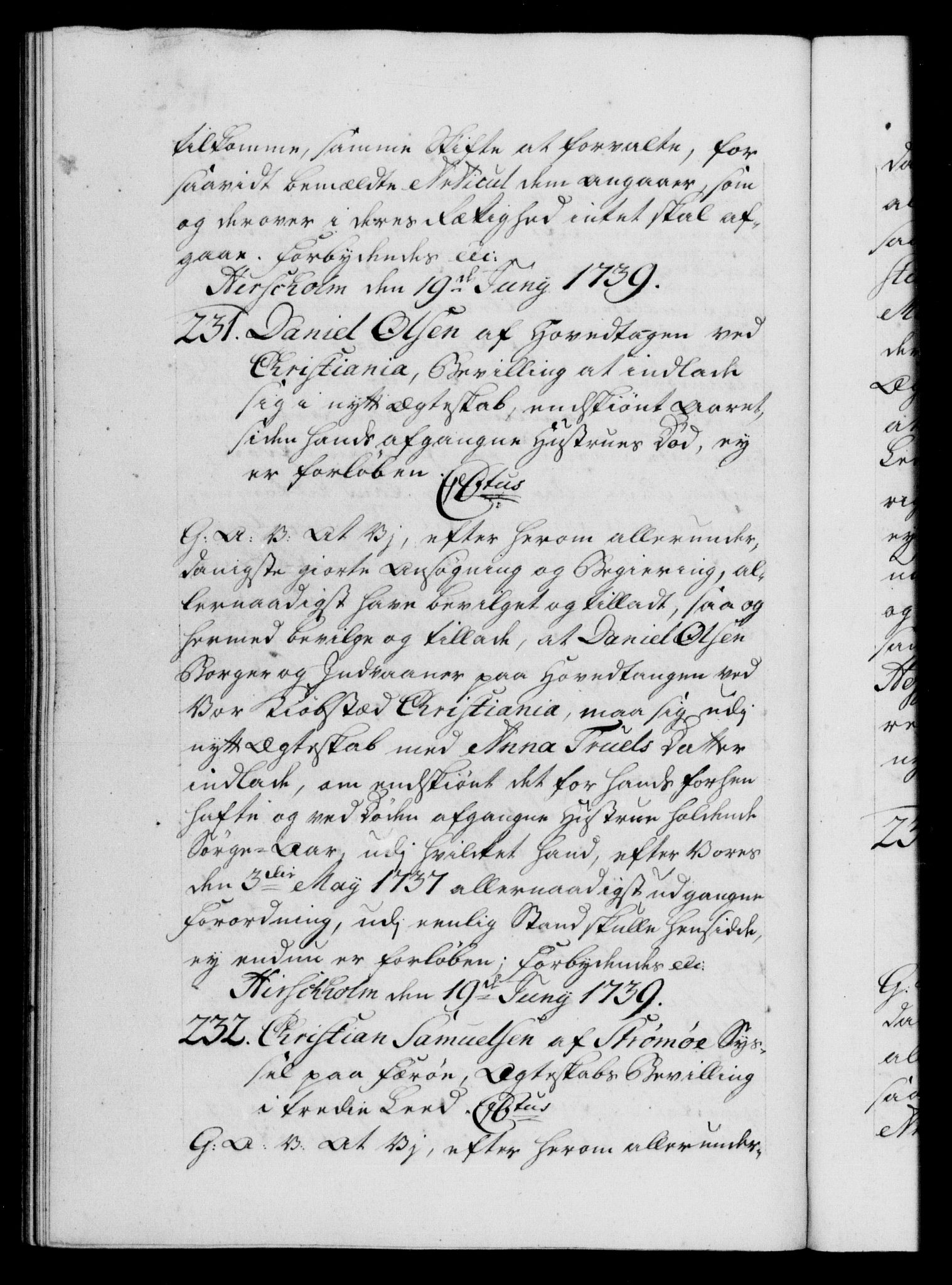 Danske Kanselli 1572-1799, AV/RA-EA-3023/F/Fc/Fca/Fcaa/L0031: Norske registre, 1739-1740, p. 152b