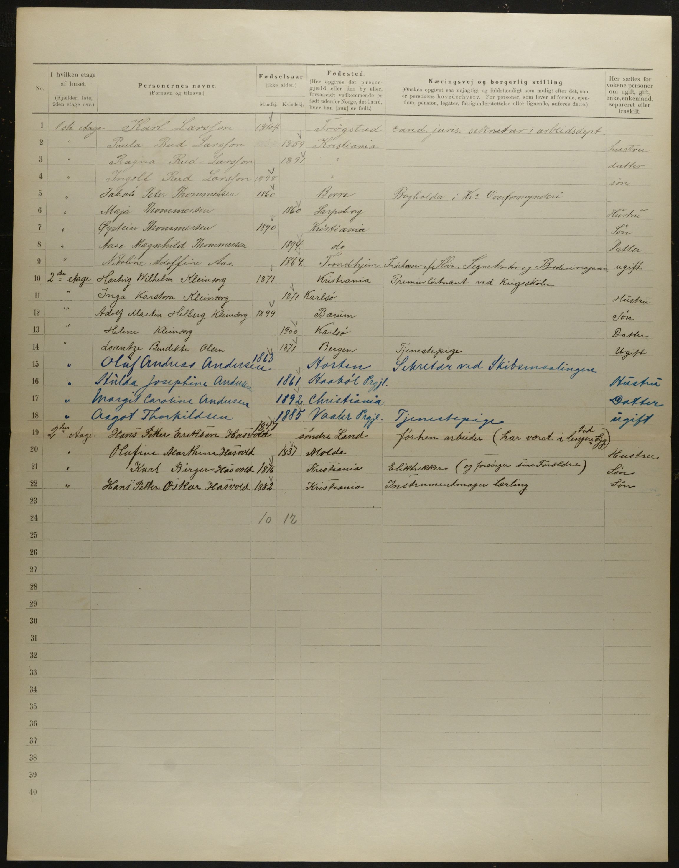 OBA, Municipal Census 1901 for Kristiania, 1901, p. 10463