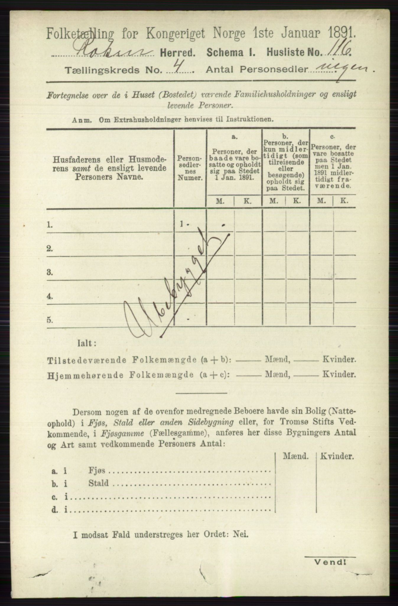 RA, 1891 census for 0627 Røyken, 1891, p. 1850