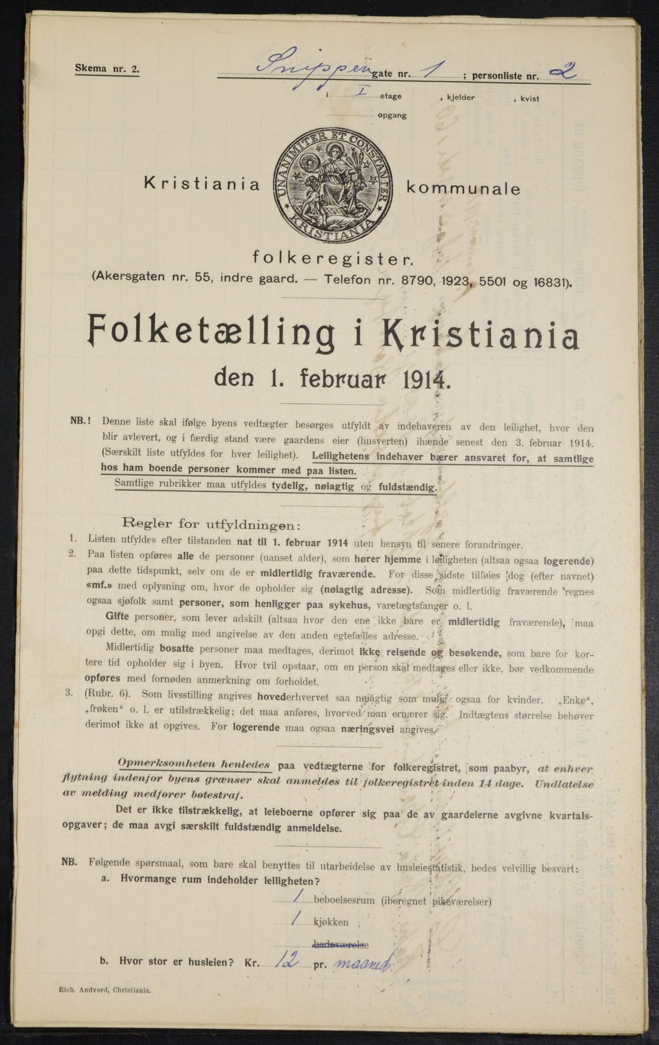 OBA, Municipal Census 1914 for Kristiania, 1914, p. 97845