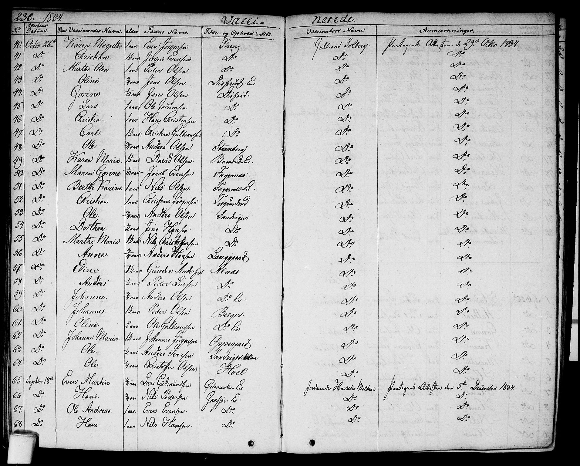 Hurdal prestekontor Kirkebøker, AV/SAO-A-10889/F/Fa/L0004: Parish register (official) no. I 4, 1828-1845, p. 230