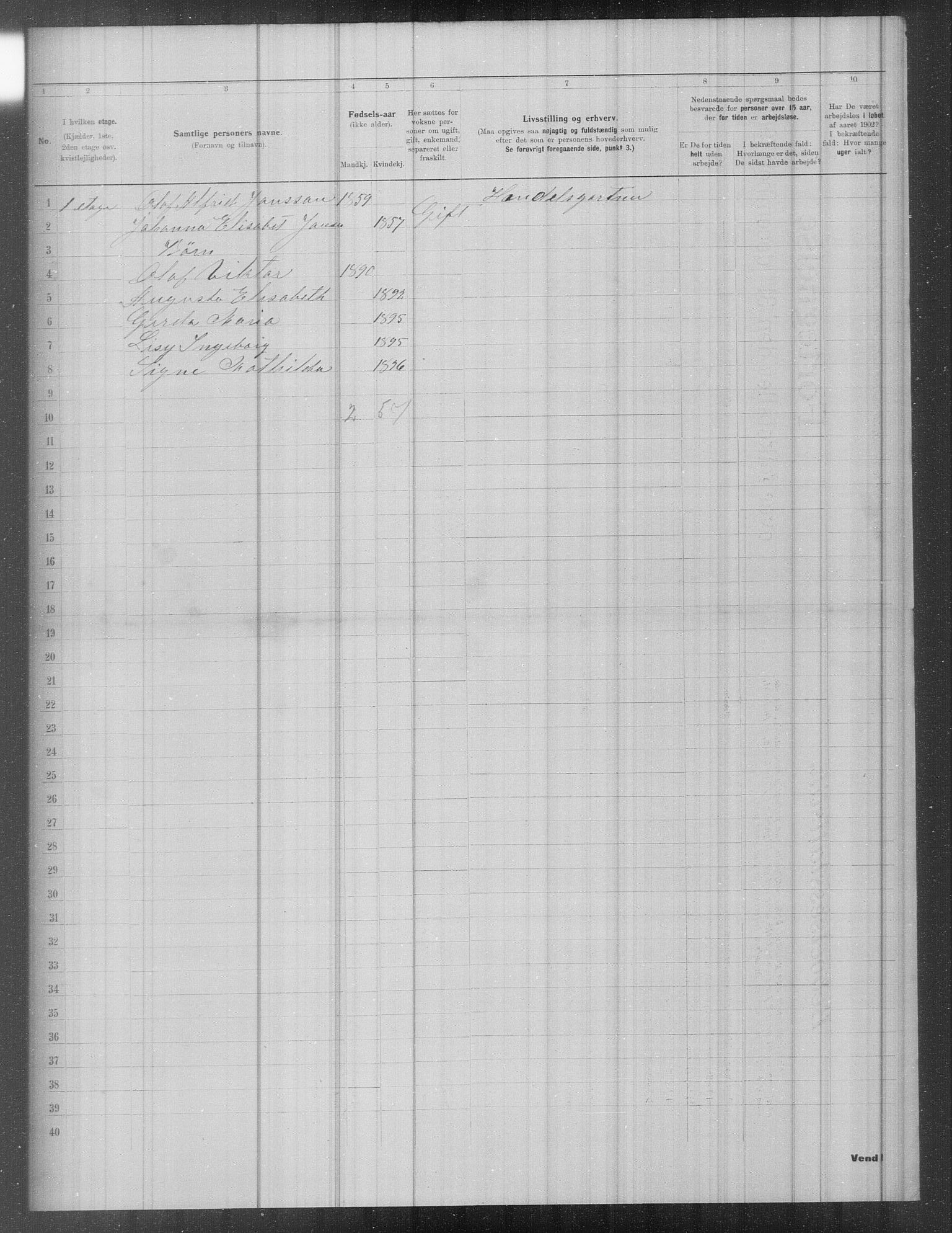 OBA, Municipal Census 1902 for Kristiania, 1902, p. 1699