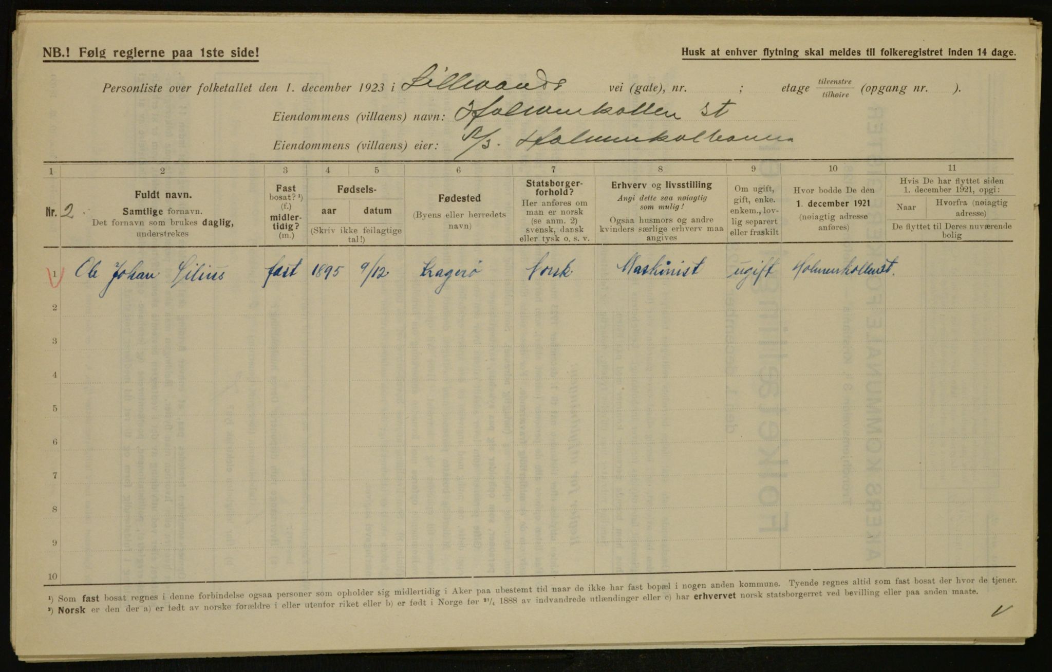 , Municipal Census 1923 for Aker, 1923, p. 14363