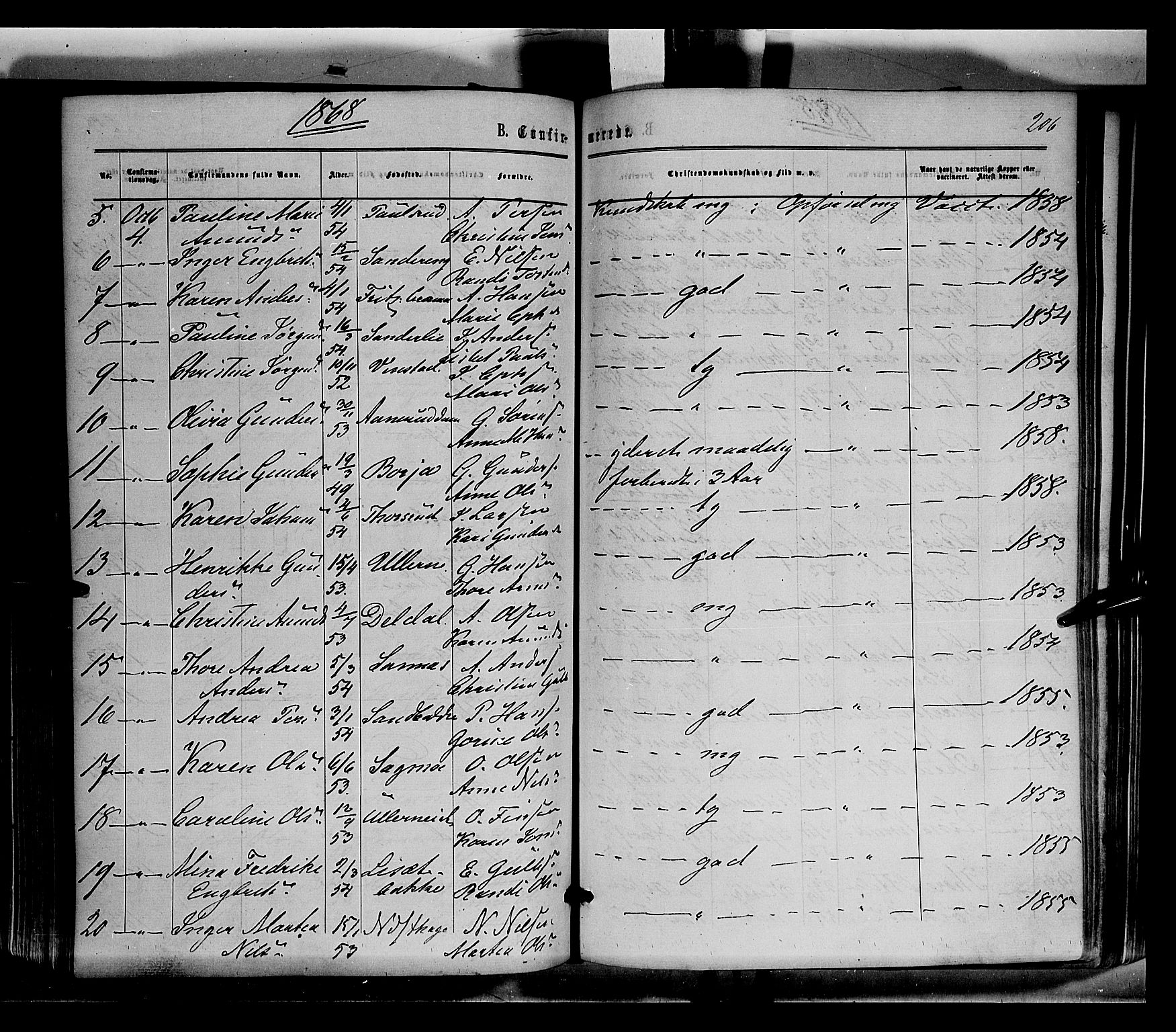 Sør-Odal prestekontor, SAH/PREST-030/H/Ha/Haa/L0003: Parish register (official) no. 3, 1864-1870, p. 206