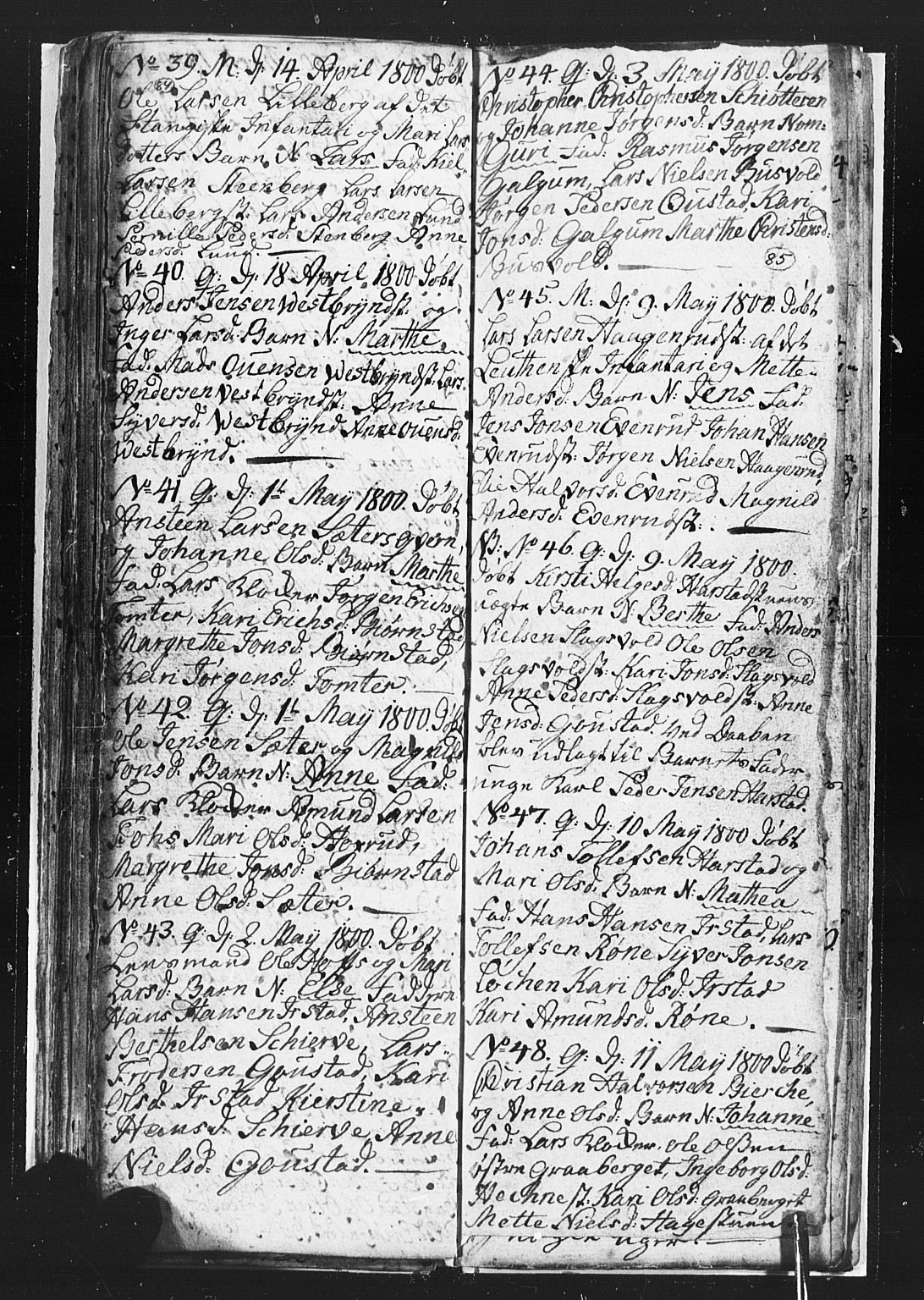 Romedal prestekontor, SAH/PREST-004/L/L0002: Parish register (copy) no. 2, 1795-1800, p. 84-85