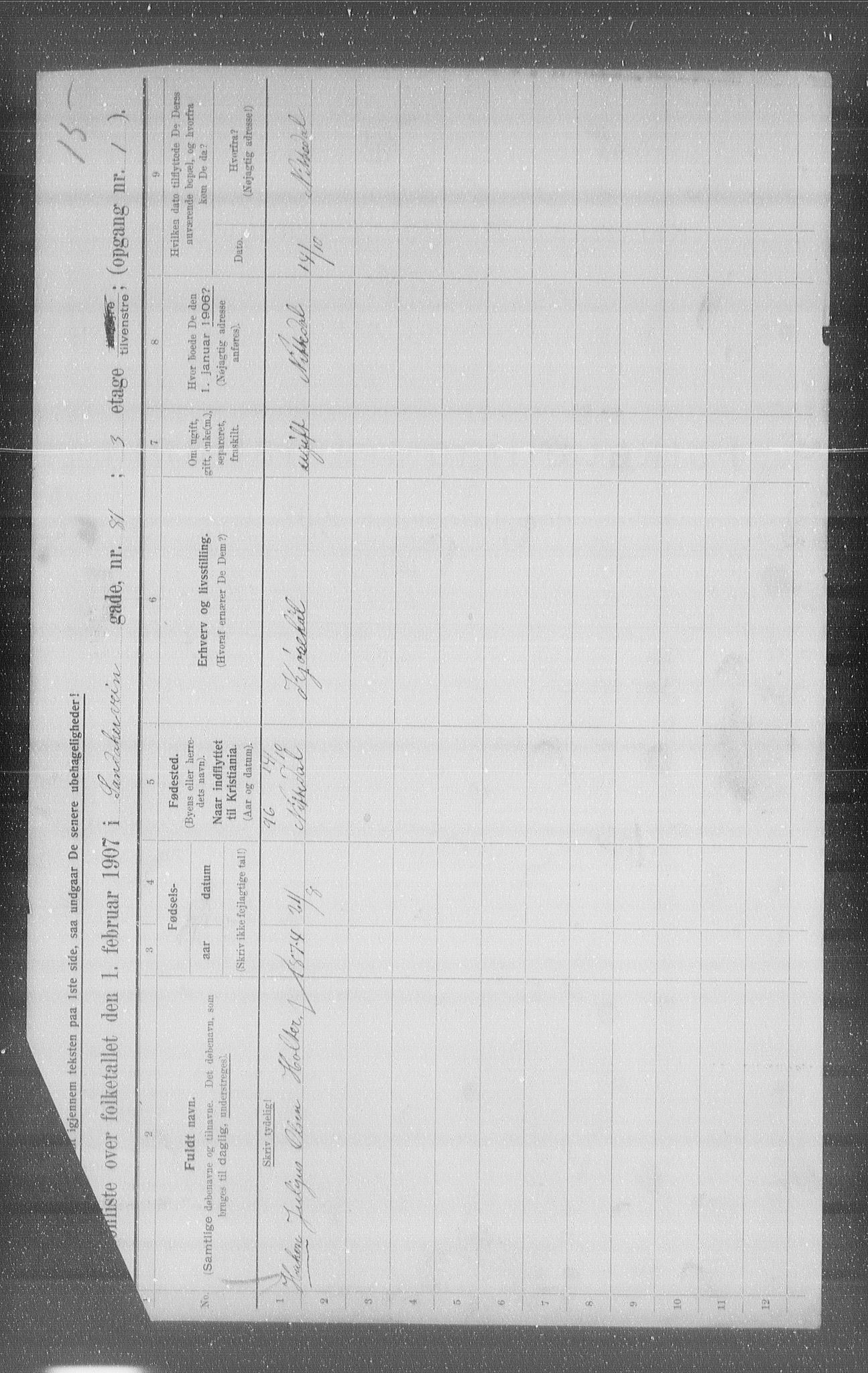 OBA, Municipal Census 1907 for Kristiania, 1907, p. 44697