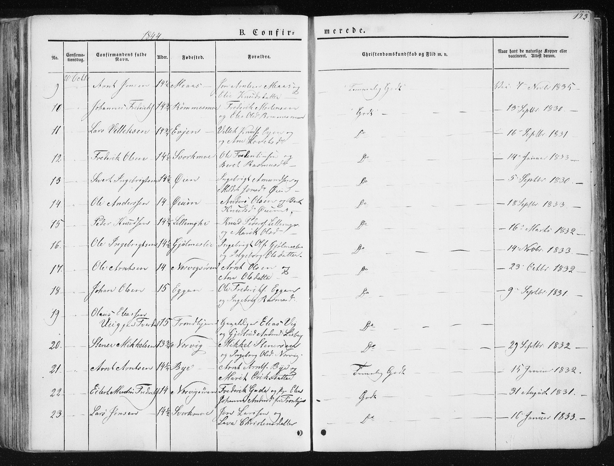 Ministerialprotokoller, klokkerbøker og fødselsregistre - Sør-Trøndelag, SAT/A-1456/668/L0805: Parish register (official) no. 668A05, 1840-1853, p. 123
