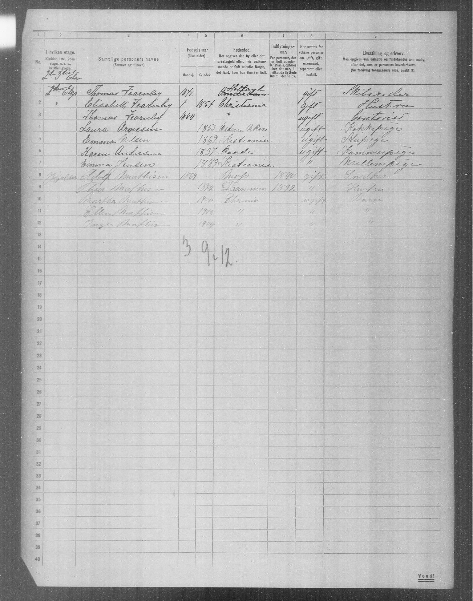 OBA, Municipal Census 1904 for Kristiania, 1904, p. 6716