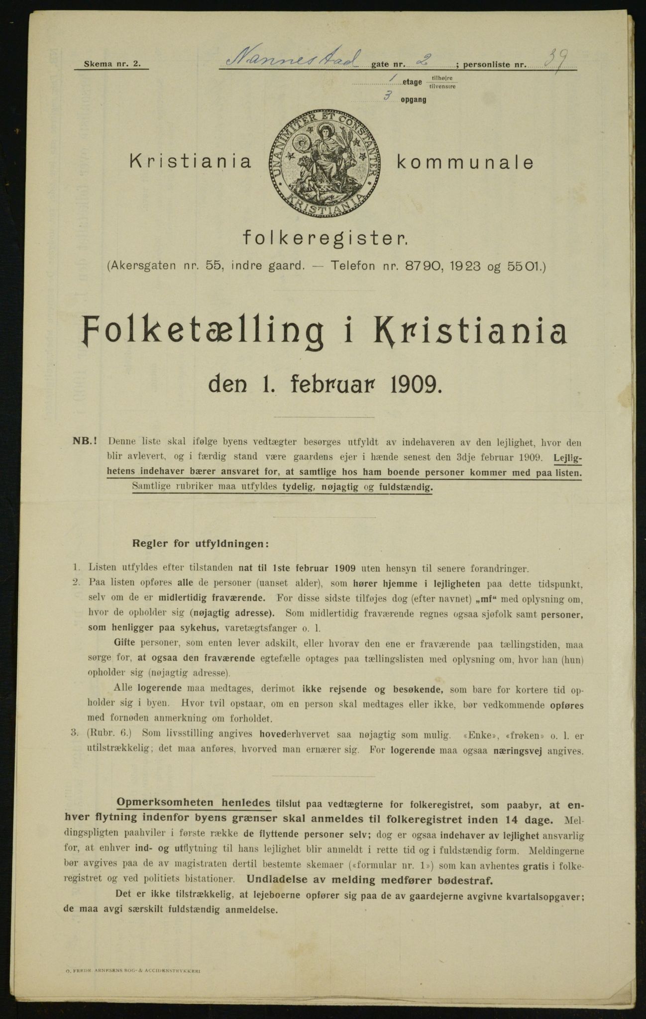 OBA, Municipal Census 1909 for Kristiania, 1909, p. 62617