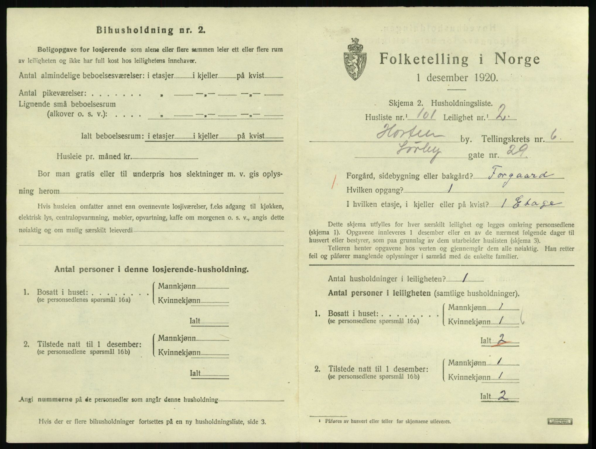 SAKO, 1920 census for Horten, 1920, p. 6769