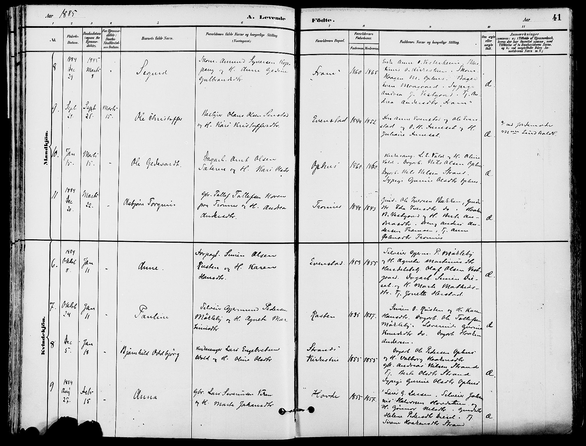 Stor-Elvdal prestekontor, AV/SAH-PREST-052/H/Ha/Haa/L0002: Parish register (official) no. 2, 1882-1907, p. 41