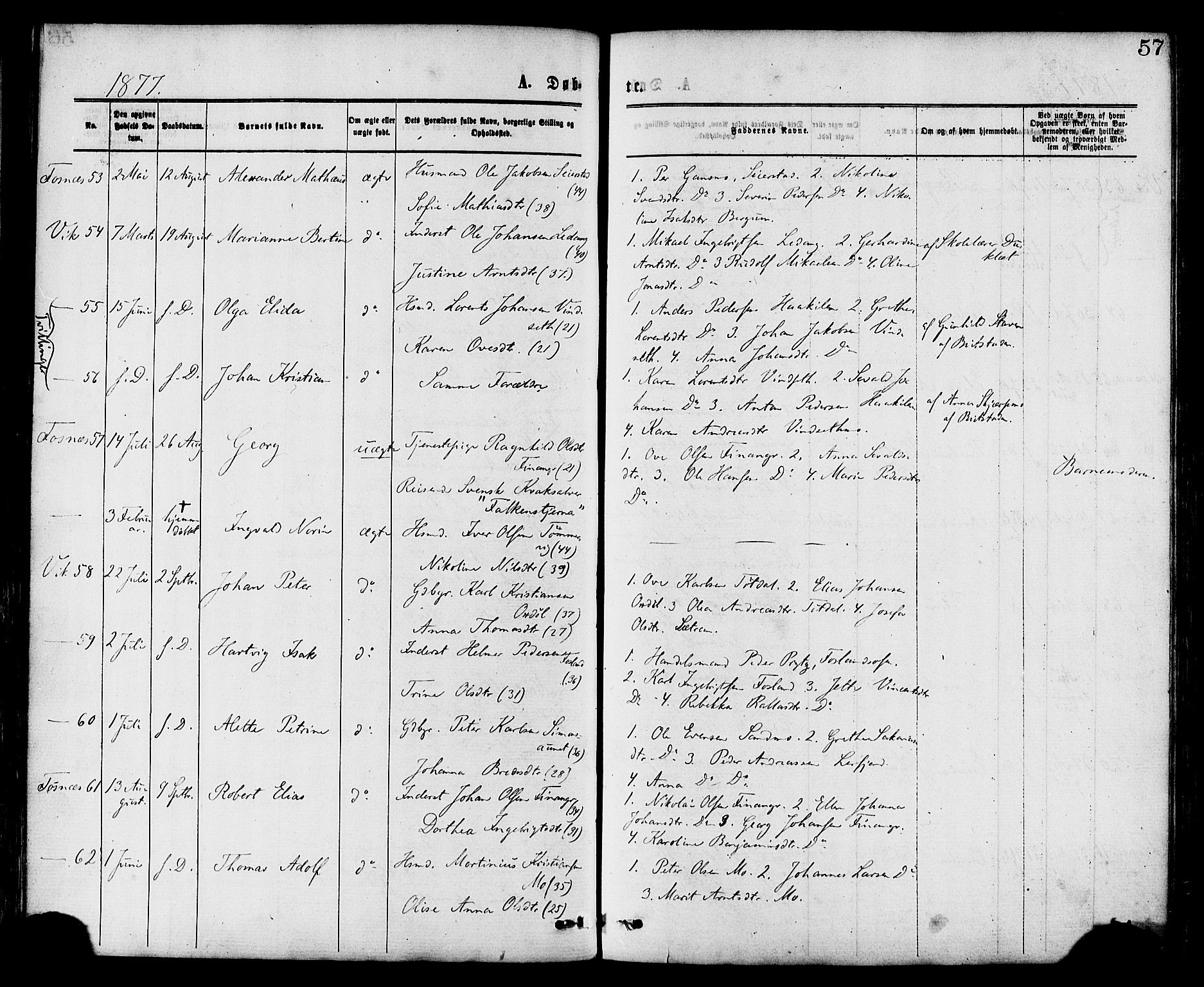 Ministerialprotokoller, klokkerbøker og fødselsregistre - Nord-Trøndelag, AV/SAT-A-1458/773/L0616: Parish register (official) no. 773A07, 1870-1887, p. 57