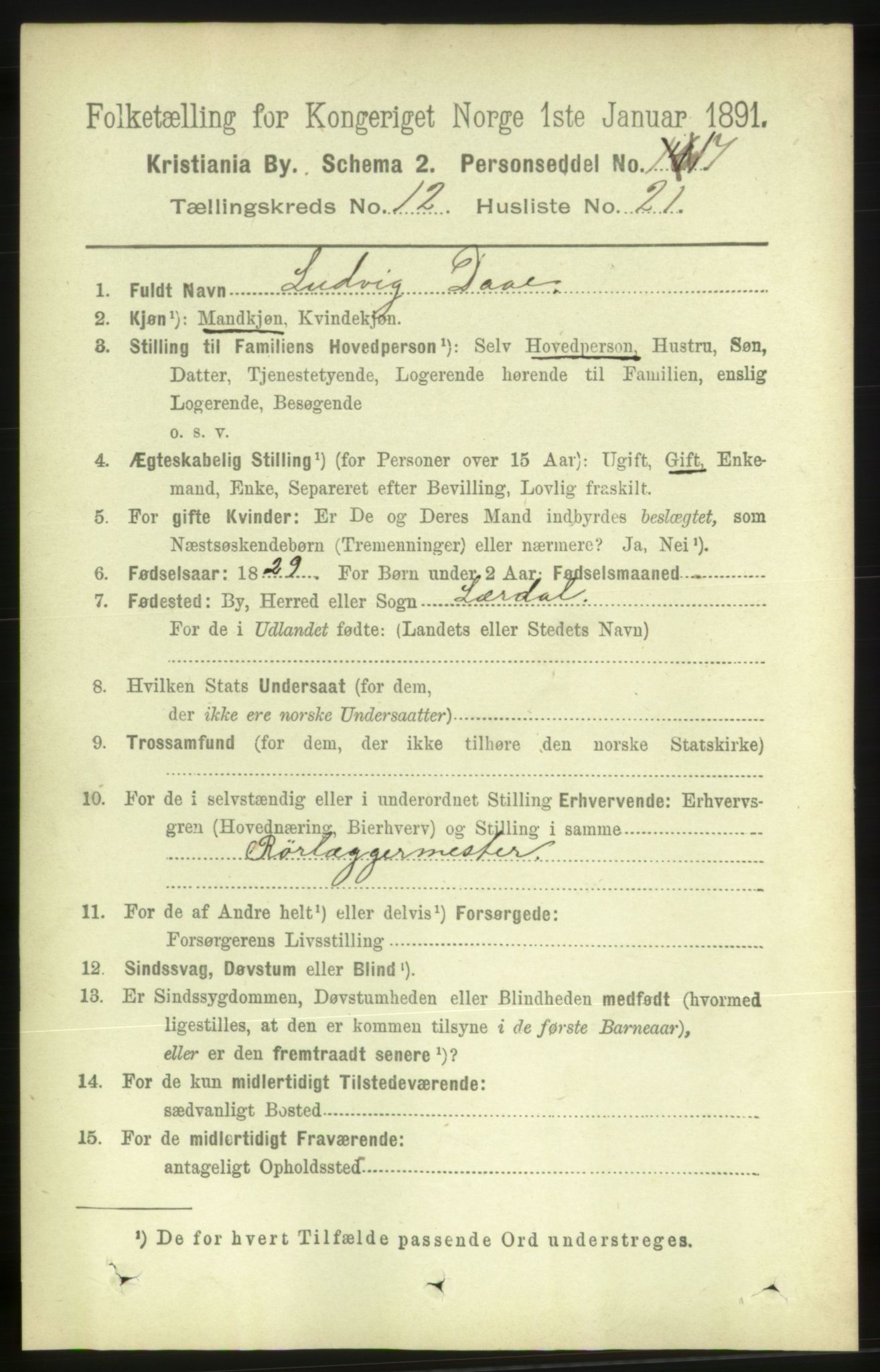 RA, 1891 census for 0301 Kristiania, 1891, p. 5815