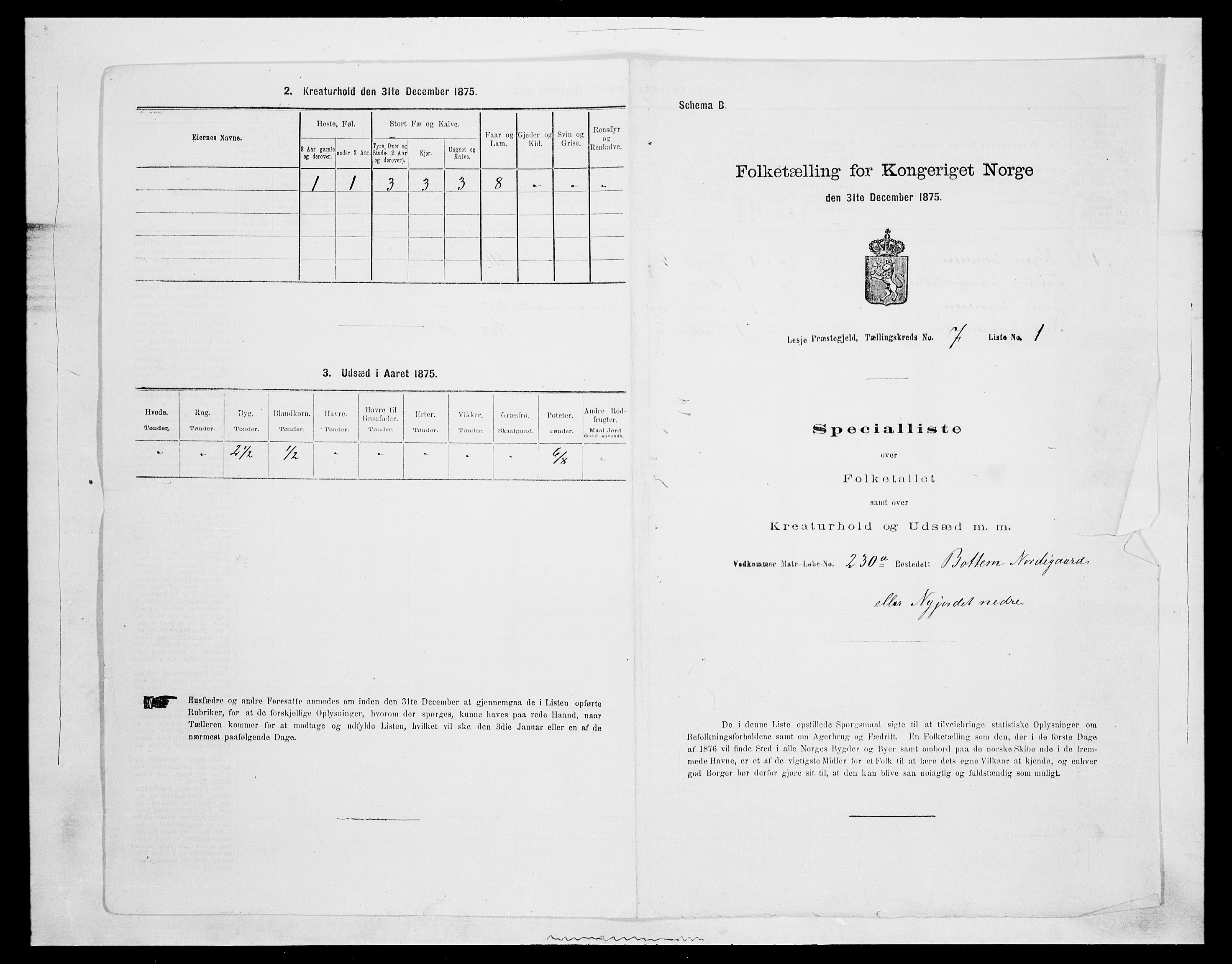 SAH, 1875 census for 0512P Lesja, 1875, p. 1001