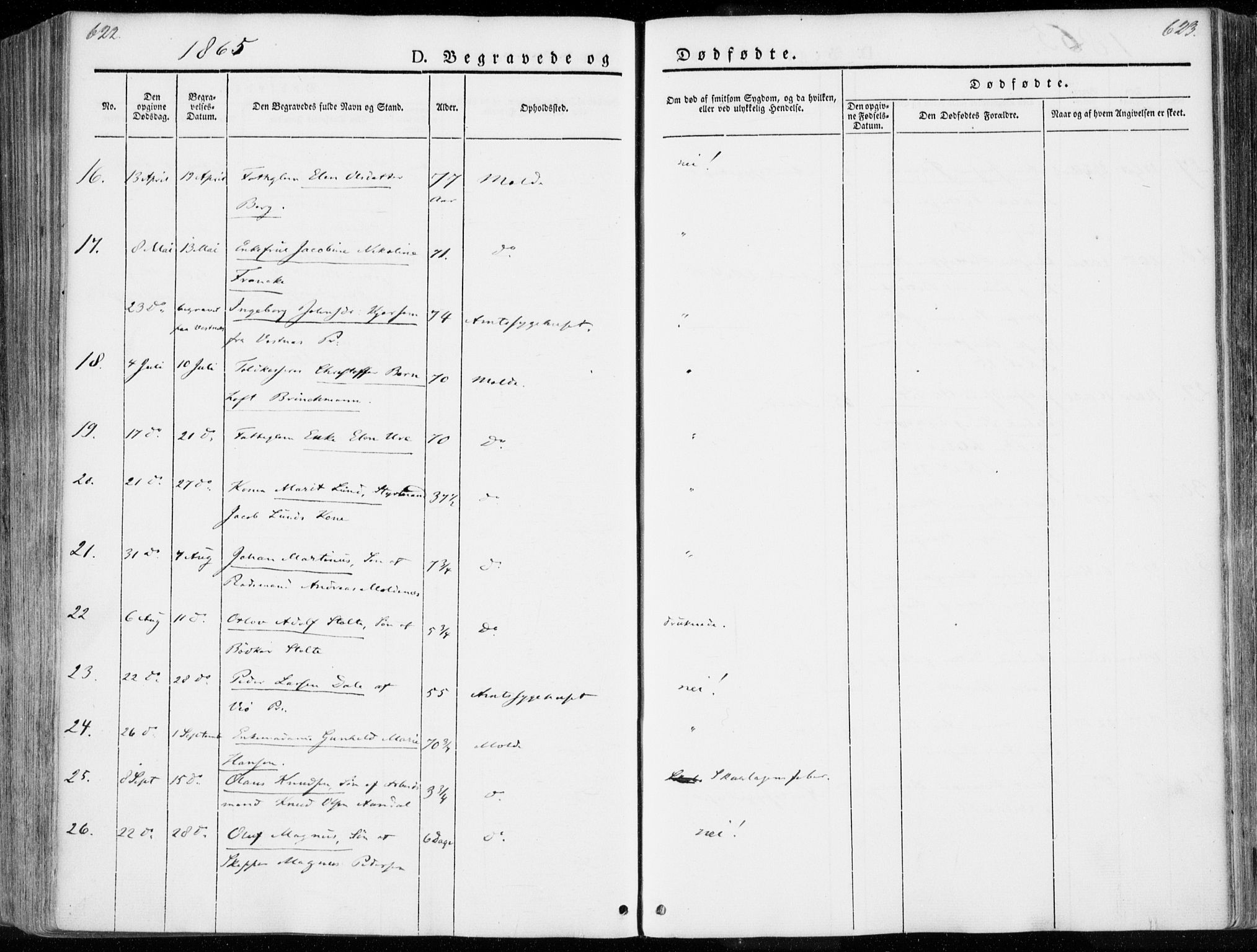 Ministerialprotokoller, klokkerbøker og fødselsregistre - Møre og Romsdal, SAT/A-1454/558/L0689: Parish register (official) no. 558A03, 1843-1872, p. 622-623