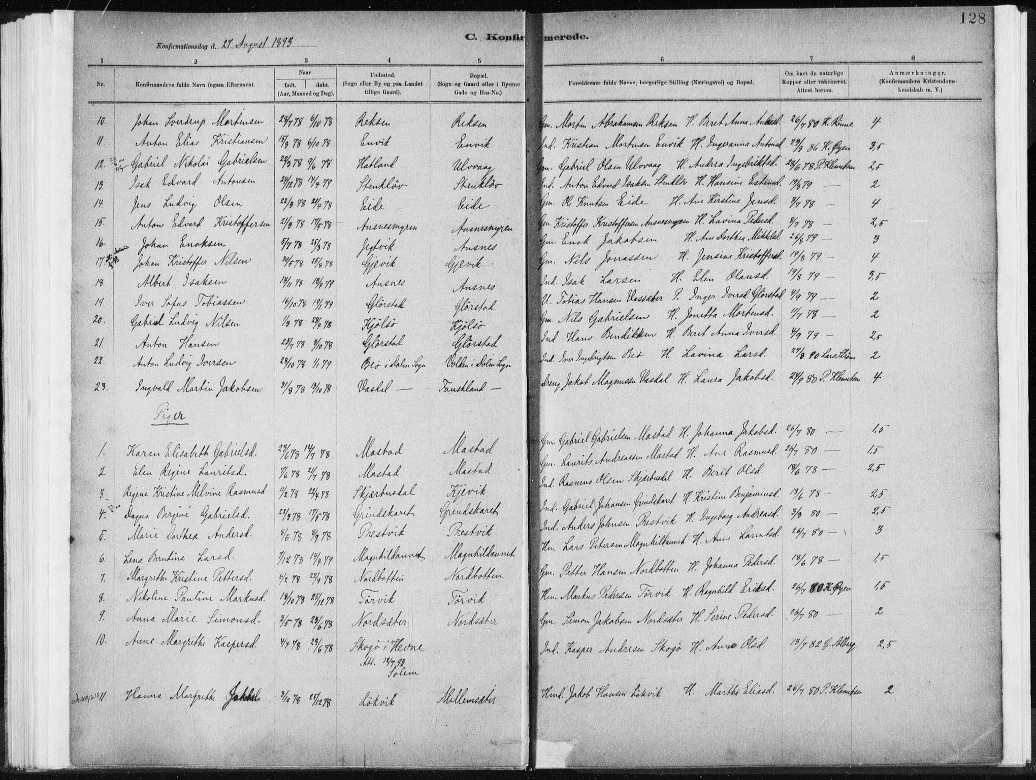Ministerialprotokoller, klokkerbøker og fødselsregistre - Sør-Trøndelag, SAT/A-1456/637/L0558: Parish register (official) no. 637A01, 1882-1899, p. 128