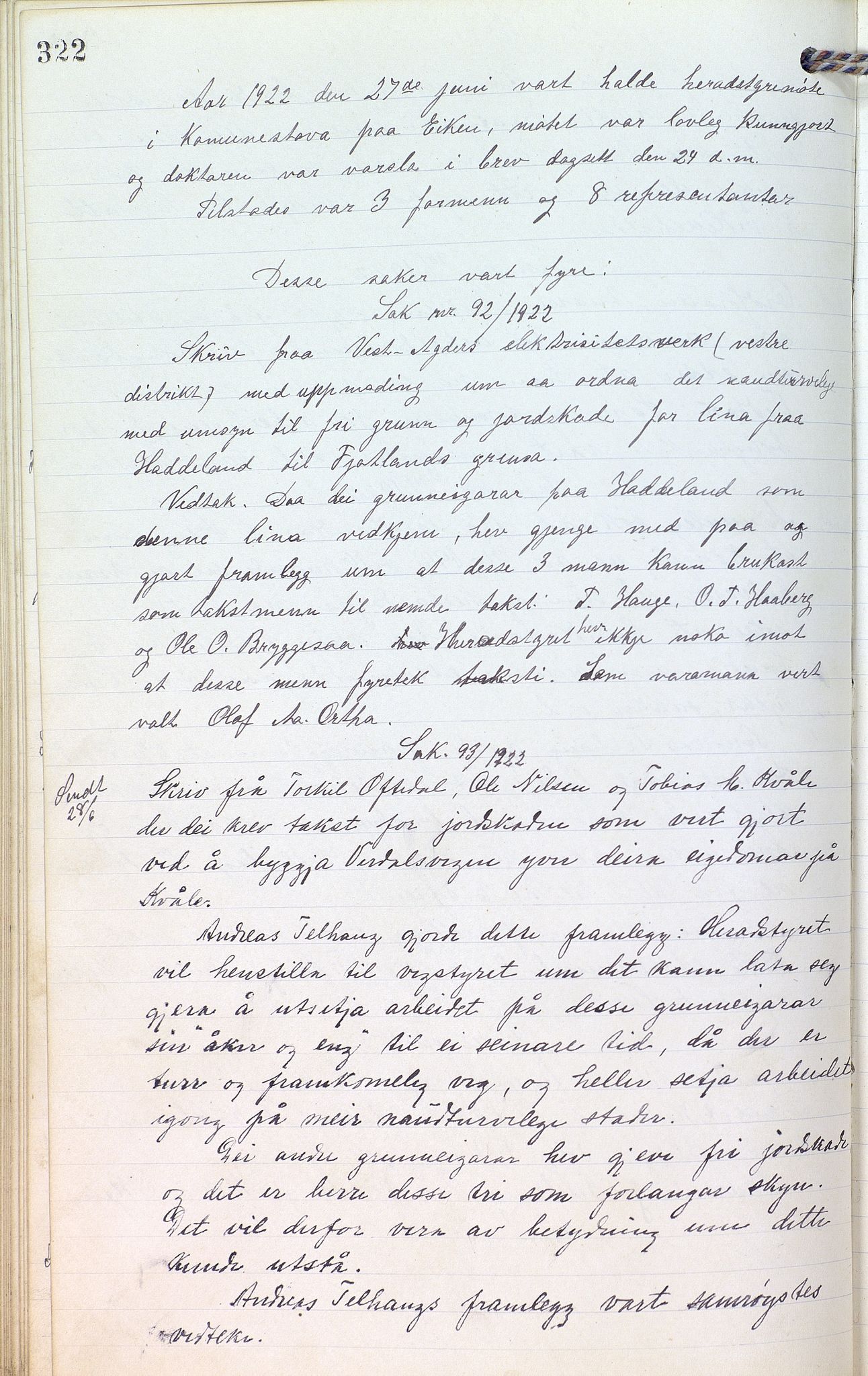 Eiken kommune - Formannskapet, ARKSOR/1034EI120/A/L0001: Møtebok, 1916-1925, p. 322