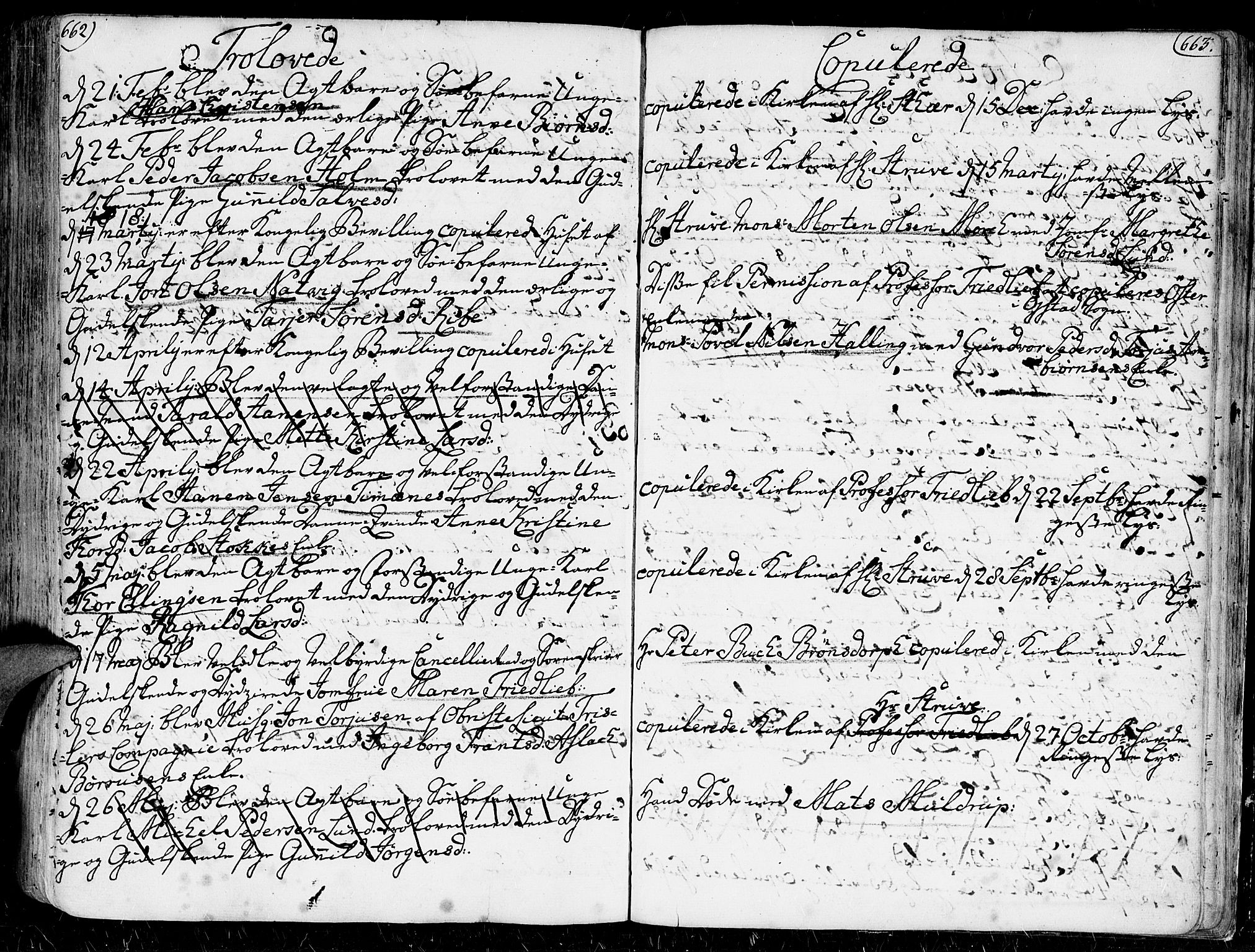 Kristiansand domprosti, AV/SAK-1112-0006/F/Fa/L0001: Parish register (official) no. A 1, 1734-1793, p. 662-663