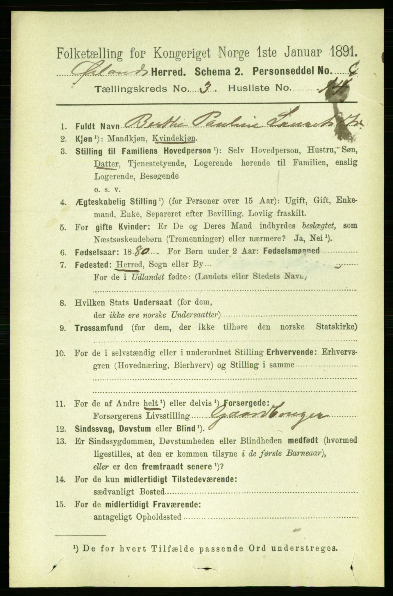 RA, 1891 census for 1621 Ørland, 1891, p. 1067