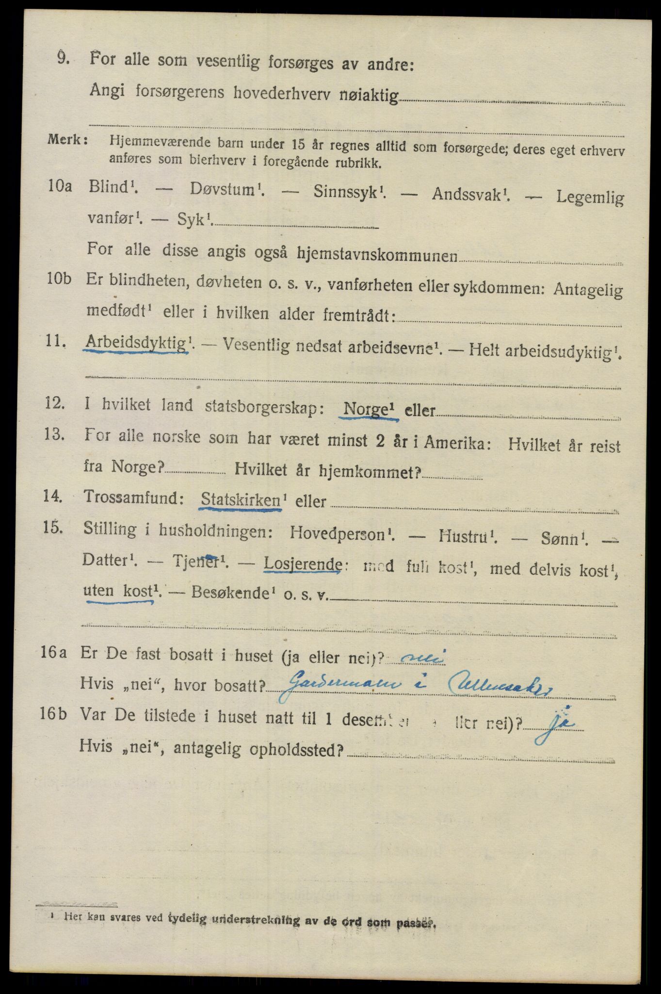 SAO, 1920 census for Ullensaker, 1920, p. 15400