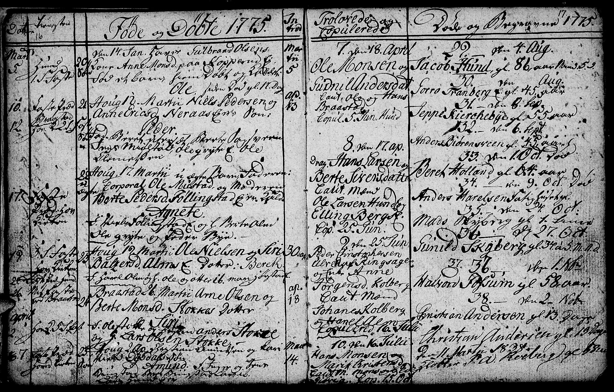 Vardal prestekontor, SAH/PREST-100/H/Ha/Hab/L0001: Parish register (copy) no. 1, 1771-1790, p. 16-17