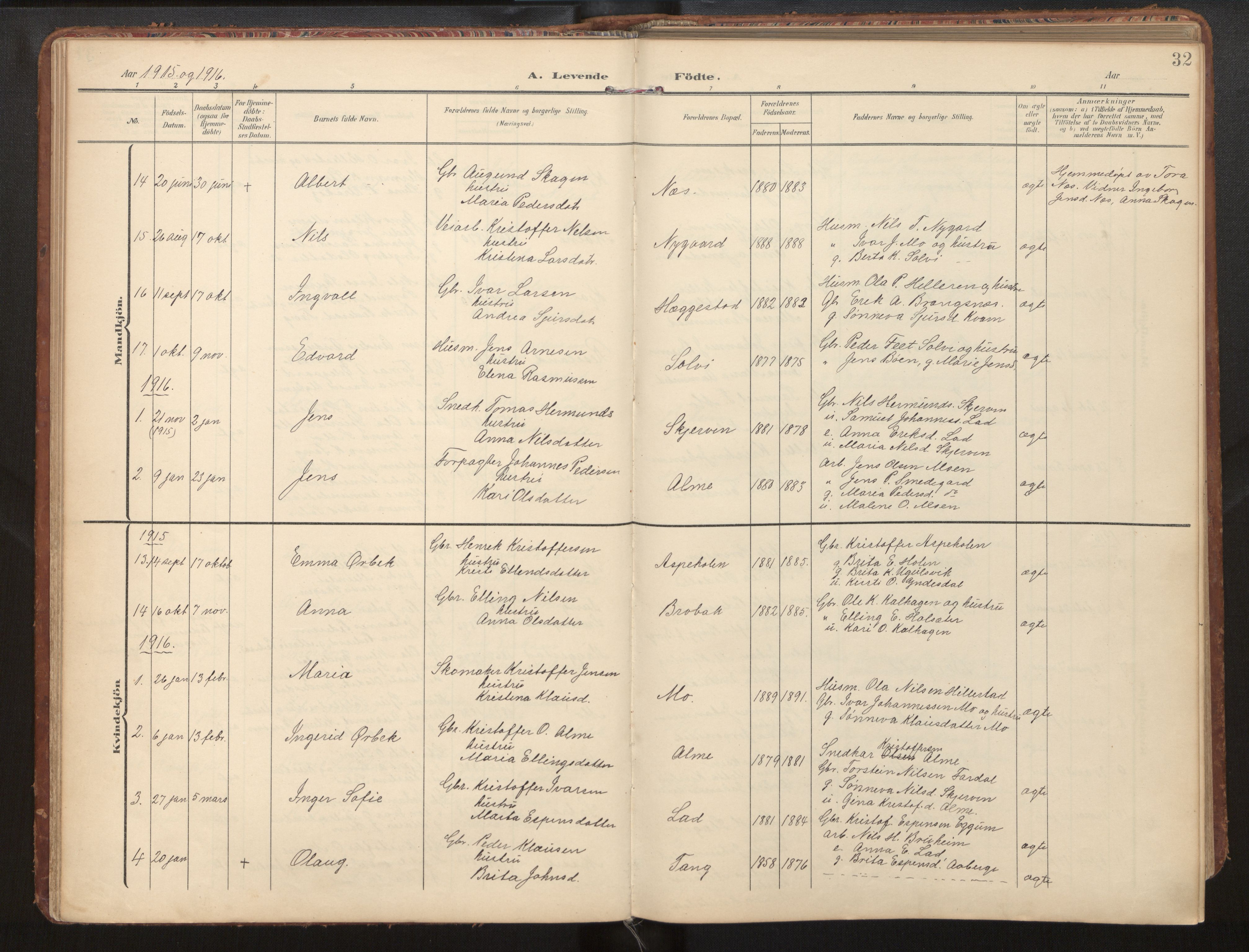 Hafslo sokneprestembete, SAB/A-80301/H/Hab/Habb/L0002: Parish register (copy) no. B 2, 1909-1947, p. 32