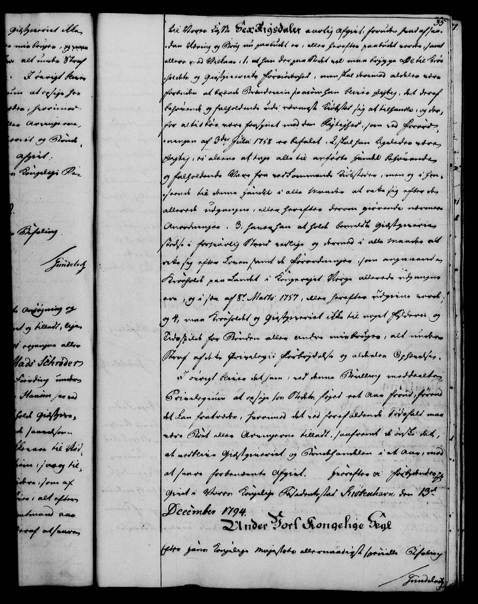 Rentekammeret, Kammerkanselliet, AV/RA-EA-3111/G/Gg/Gga/L0016: Norsk ekspedisjonsprotokoll med register (merket RK 53.16), 1794-1800, p. 35
