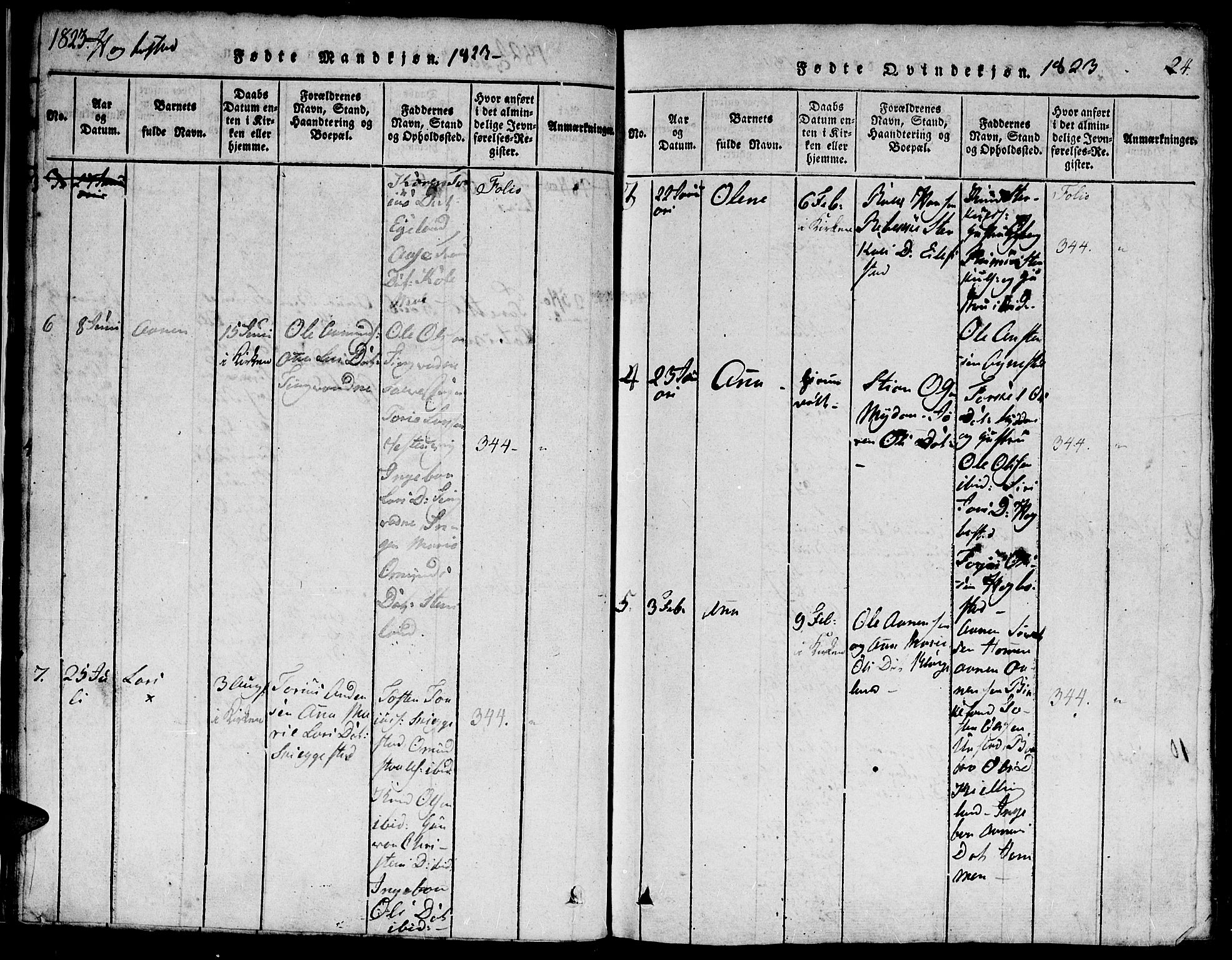 Hægebostad sokneprestkontor, AV/SAK-1111-0024/F/Fa/Faa/L0002: Parish register (official) no. A 2 /1, 1816-1825, p. 24