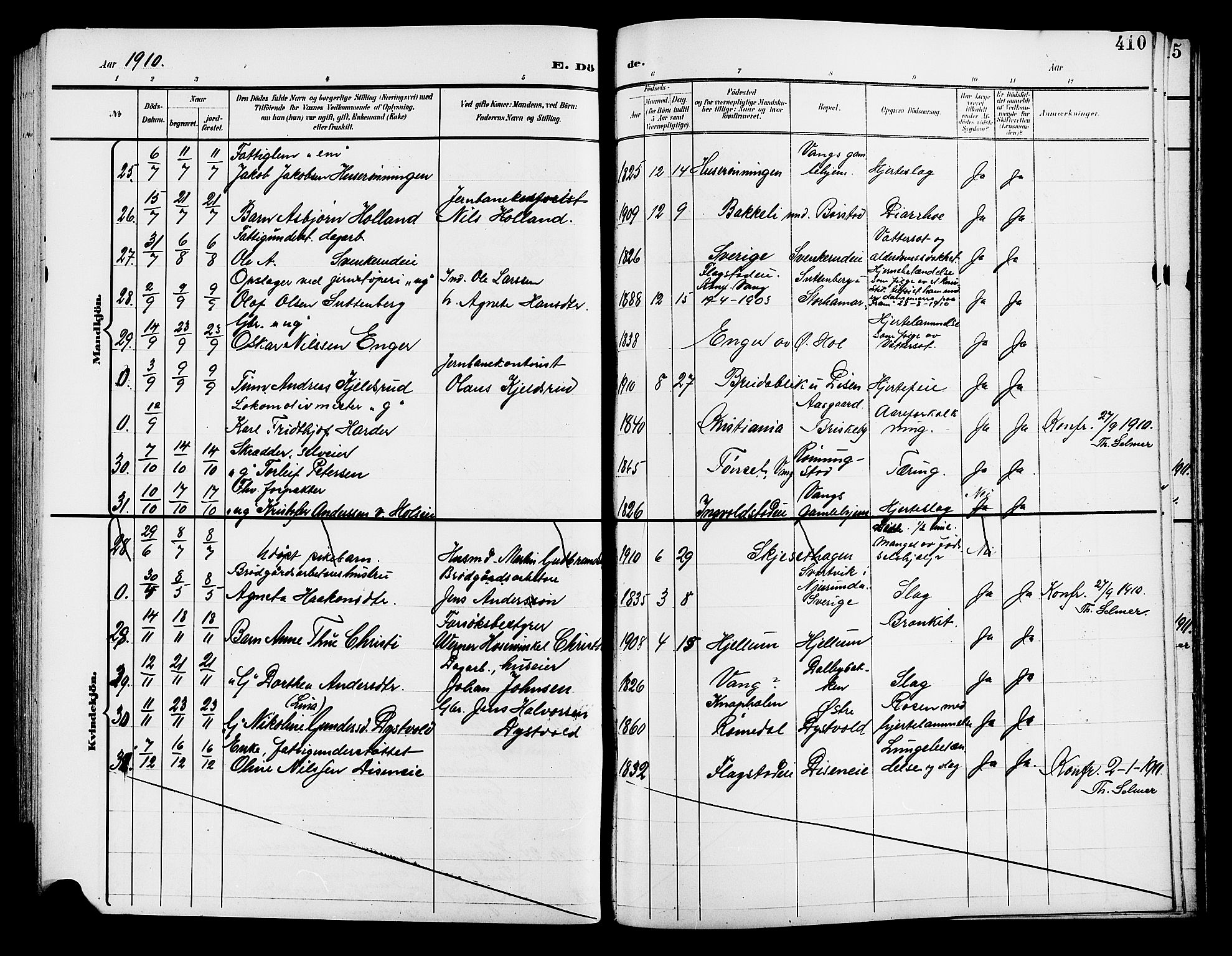 Vang prestekontor, Hedmark, SAH/PREST-008/H/Ha/Hab/L0014: Parish register (copy) no. 14, 1896-1914, p. 410