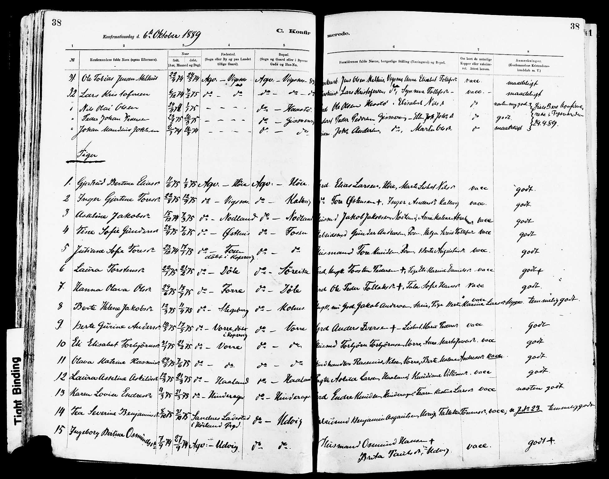 Avaldsnes sokneprestkontor, AV/SAST-A -101851/H/Ha/Haa/L0015: Parish register (official) no. A 15, 1880-1906, p. 38