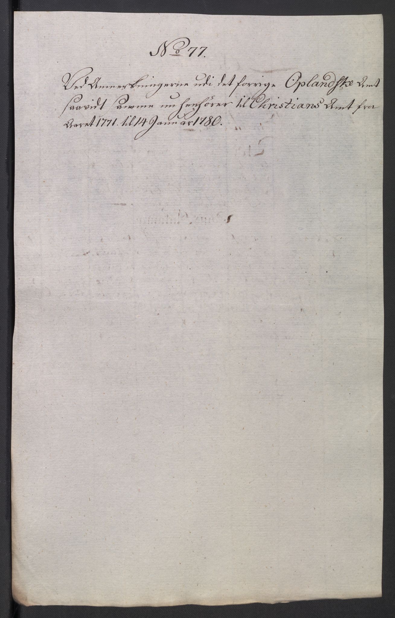 Rentekammeret inntil 1814, Reviderte regnskaper, Mindre regnskaper, AV/RA-EA-4068/Rb/L0014: Opplands amt, 1771-1779, p. 793