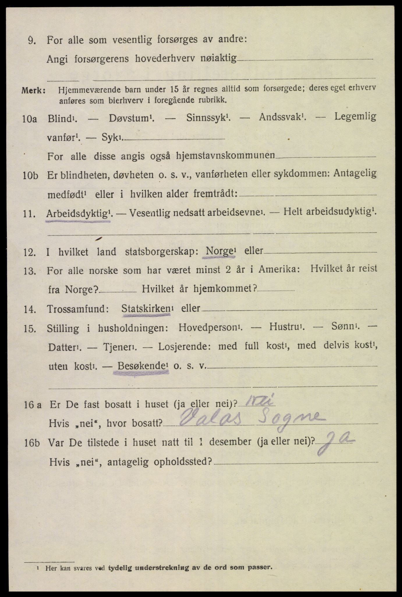 SAK, 1920 census for Holum, 1920, p. 2108