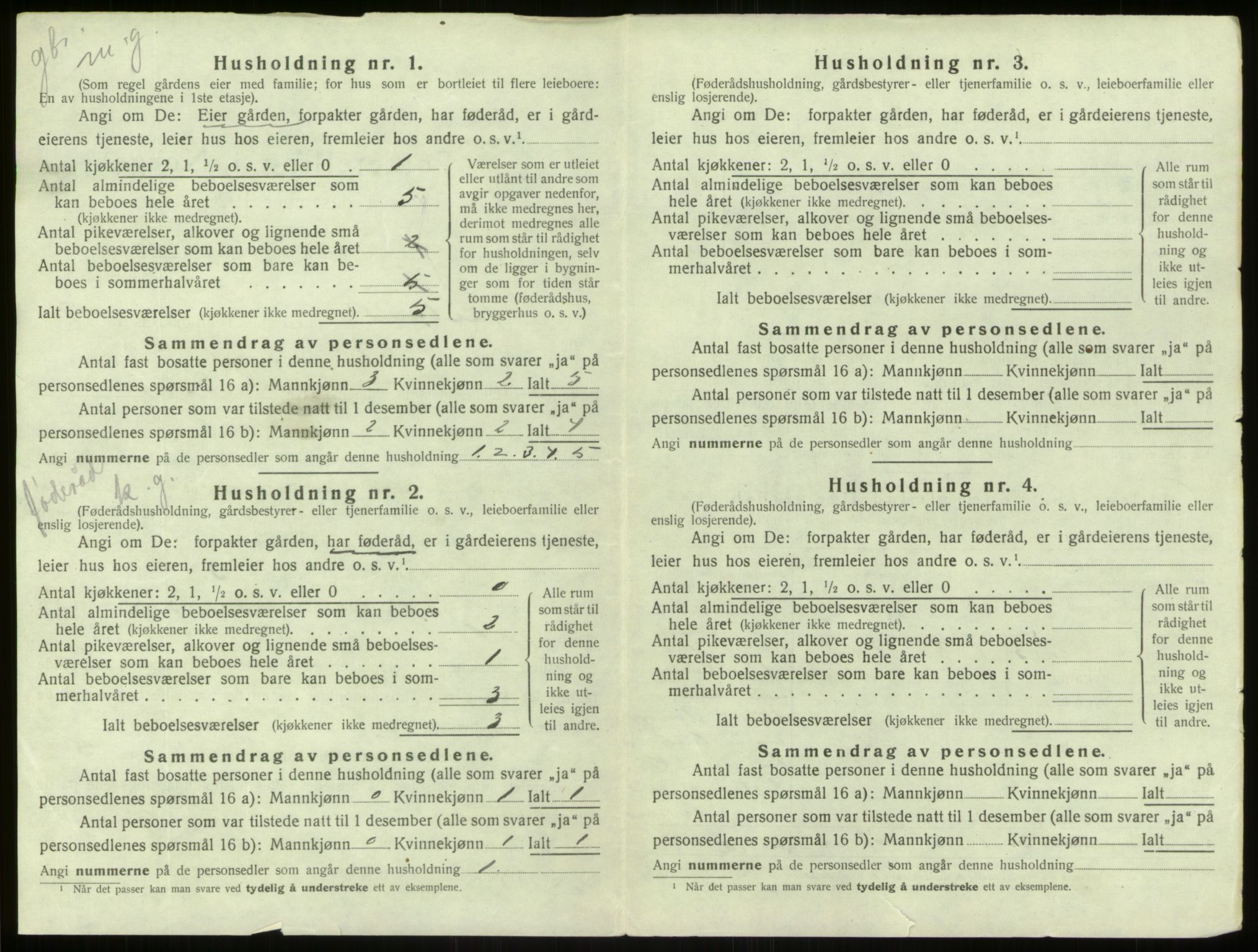 SAB, 1920 census for Aurland, 1920, p. 730