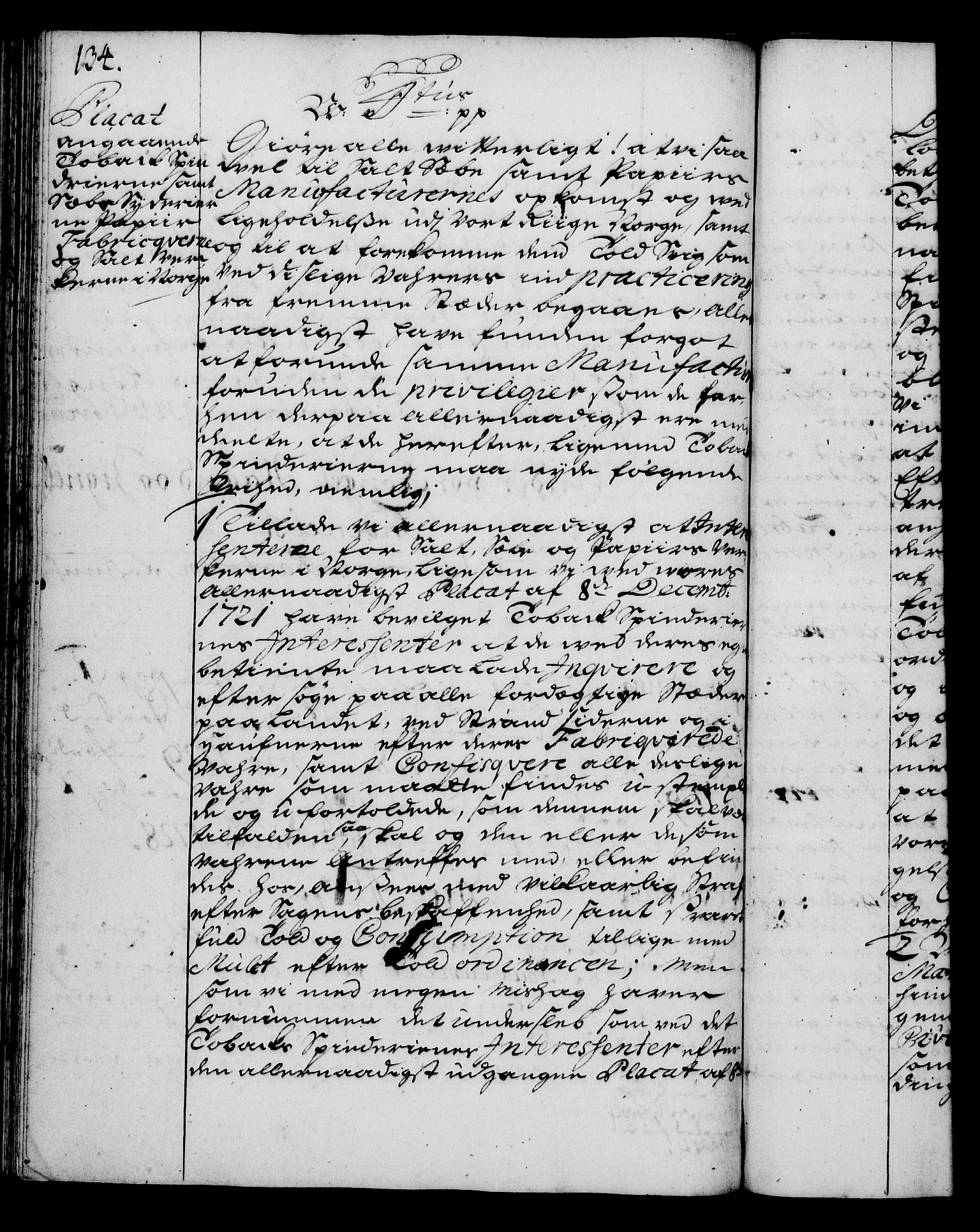 Rentekammeret, Kammerkanselliet, RA/EA-3111/G/Gg/Gga/L0003: Norsk ekspedisjonsprotokoll med register (merket RK 53.3), 1727-1734, p. 134