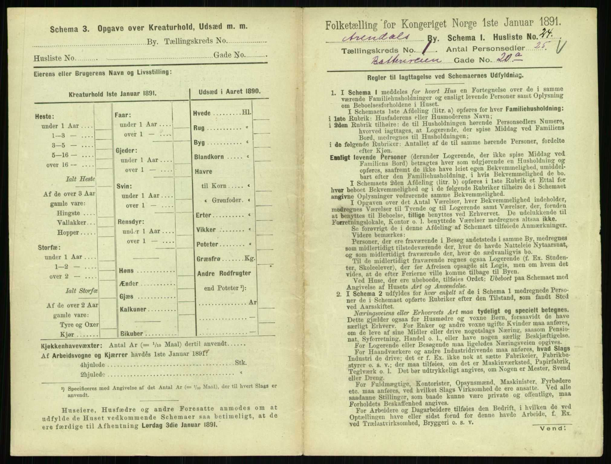 RA, 1891 census for 0903 Arendal, 1891, p. 82