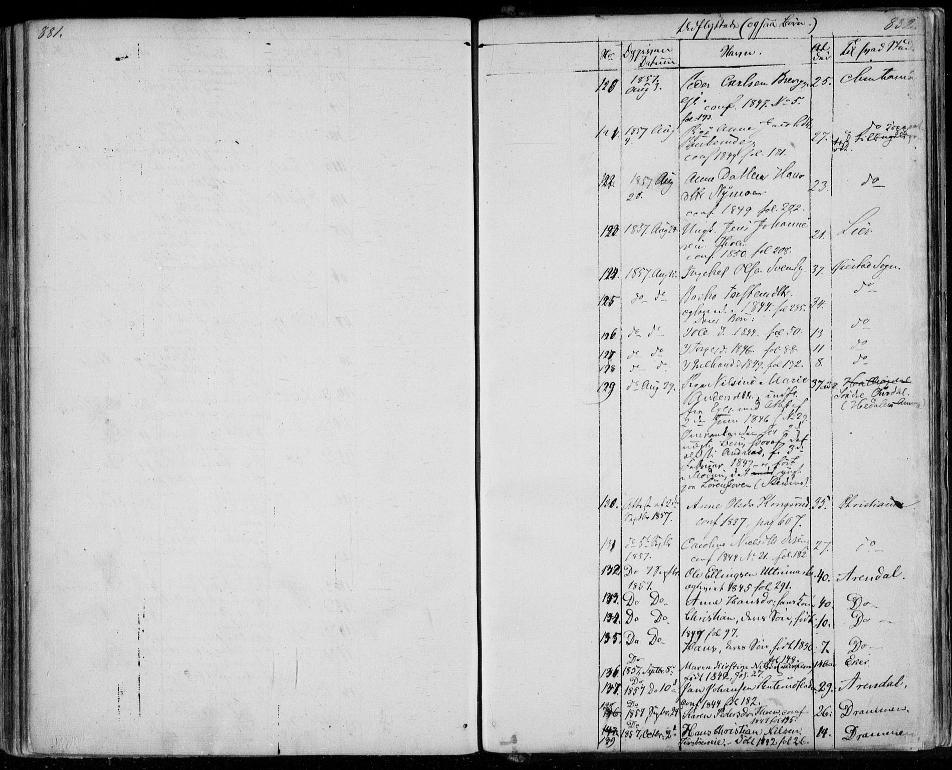 Modum kirkebøker, AV/SAKO-A-234/F/Fa/L0008: Parish register (official) no. 8, 1851-1859, p. 881-882