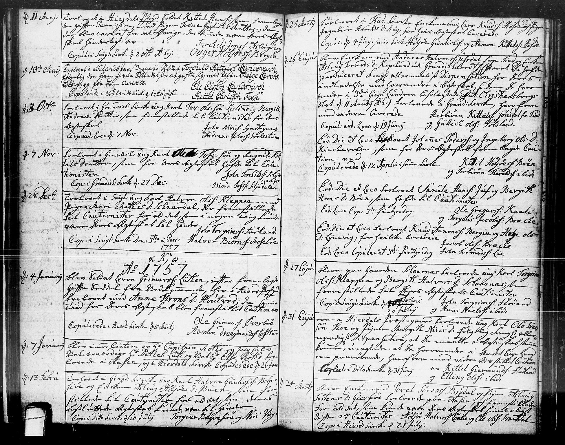 Hjartdal kirkebøker, SAKO/A-270/F/Fa/L0004: Parish register (official) no. I 4, 1727-1795, p. 33