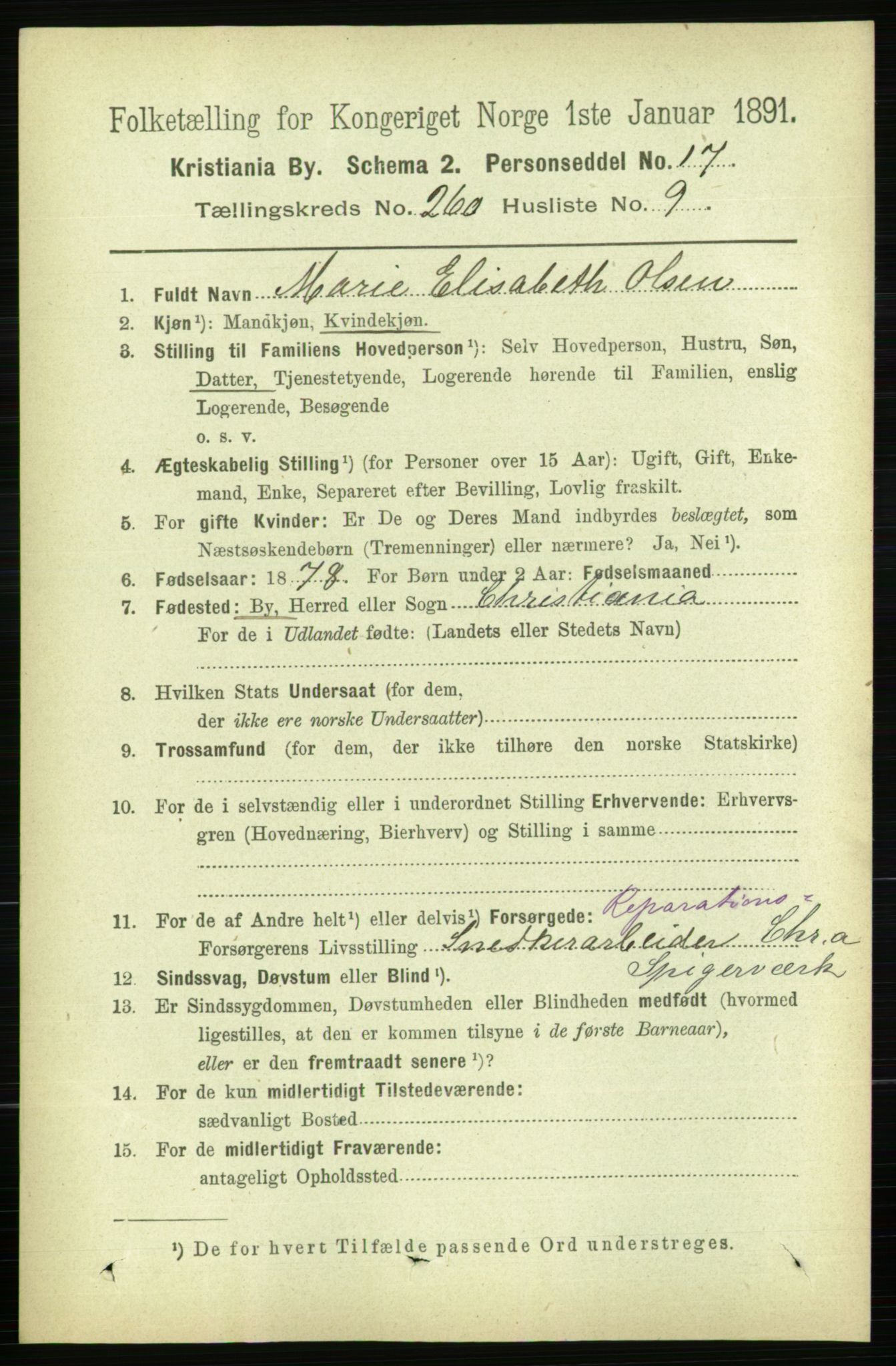 RA, 1891 census for 0301 Kristiania, 1891, p. 157917