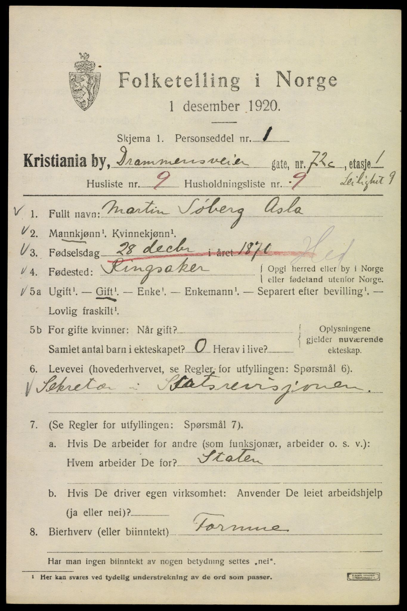 SAO, 1920 census for Kristiania, 1920, p. 202453