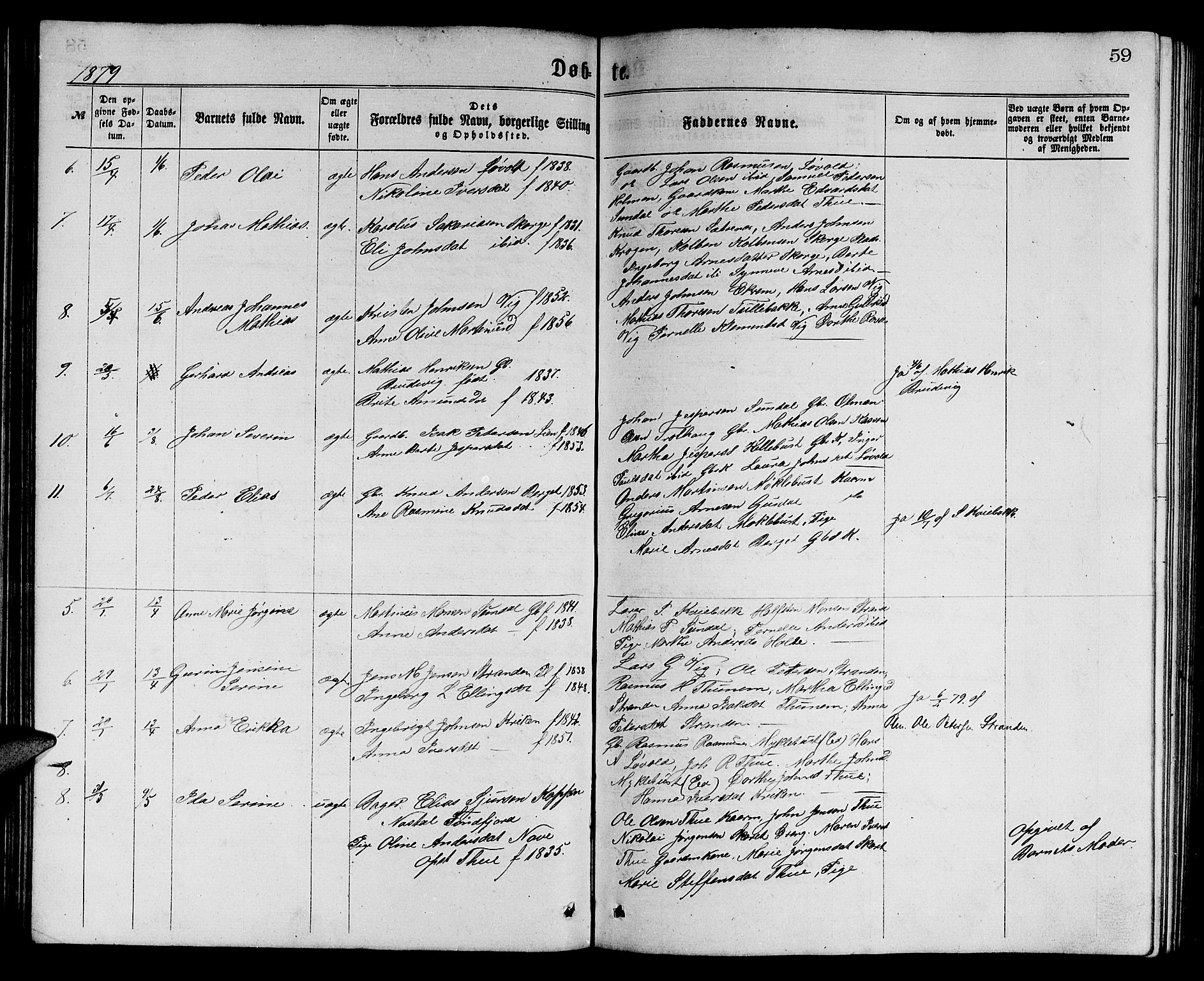 Ministerialprotokoller, klokkerbøker og fødselsregistre - Møre og Romsdal, SAT/A-1454/501/L0016: Parish register (copy) no. 501C02, 1868-1884, p. 59