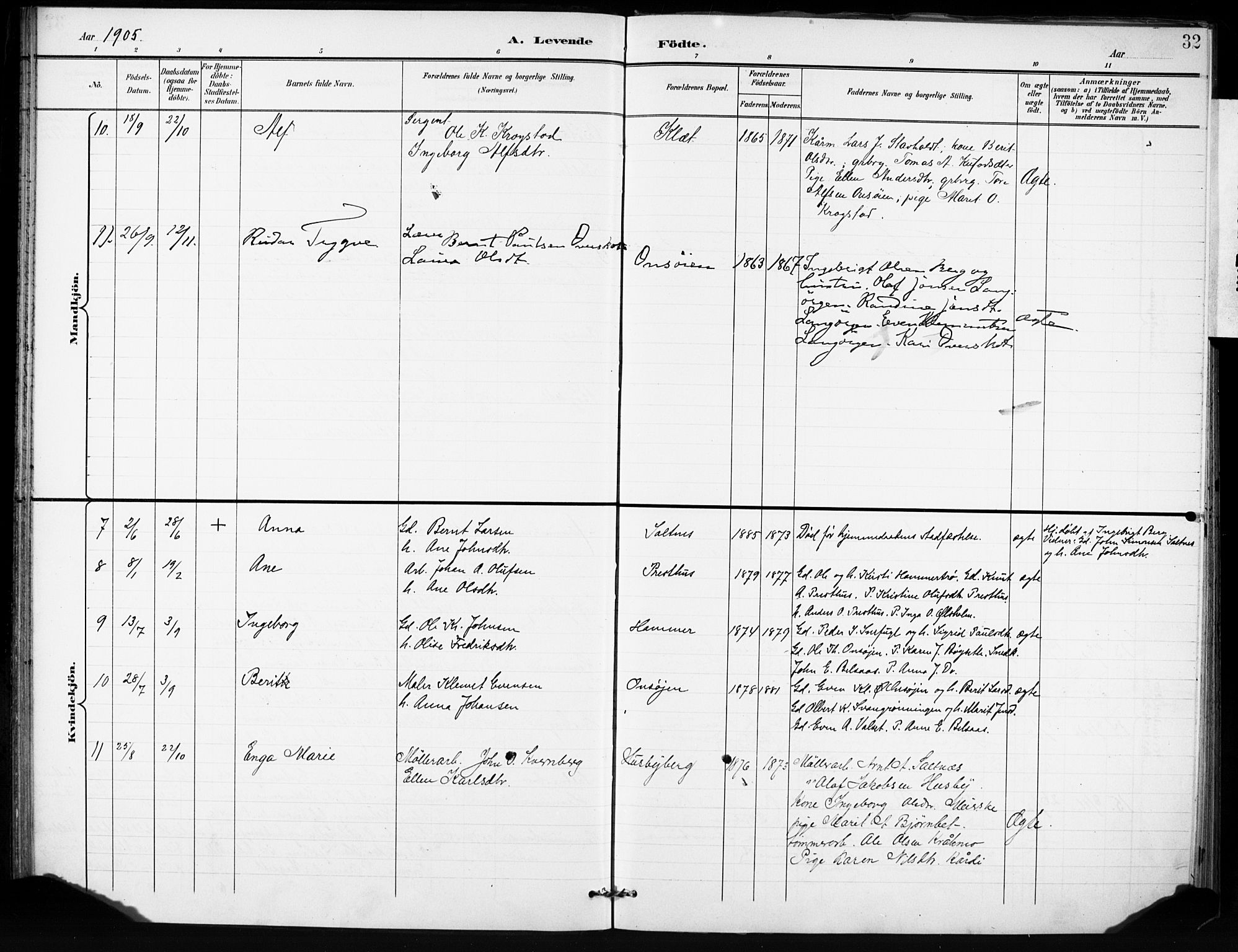 Ministerialprotokoller, klokkerbøker og fødselsregistre - Sør-Trøndelag, AV/SAT-A-1456/666/L0787: Parish register (official) no. 666A05, 1895-1908, p. 32