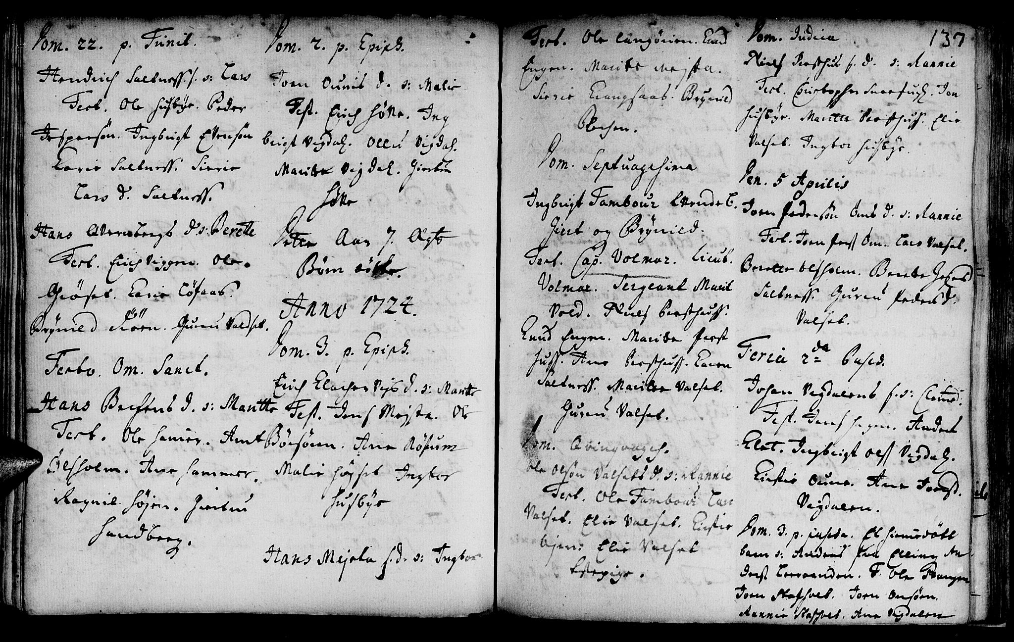 Ministerialprotokoller, klokkerbøker og fødselsregistre - Sør-Trøndelag, SAT/A-1456/666/L0783: Parish register (official) no. 666A01, 1702-1753, p. 137