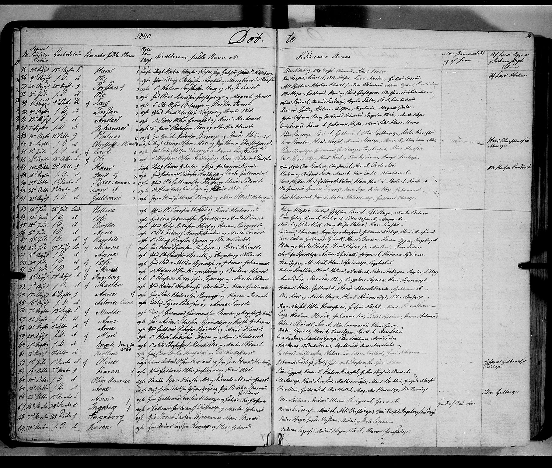 Jevnaker prestekontor, SAH/PREST-116/H/Ha/Haa/L0006: Parish register (official) no. 6, 1837-1857, p. 14
