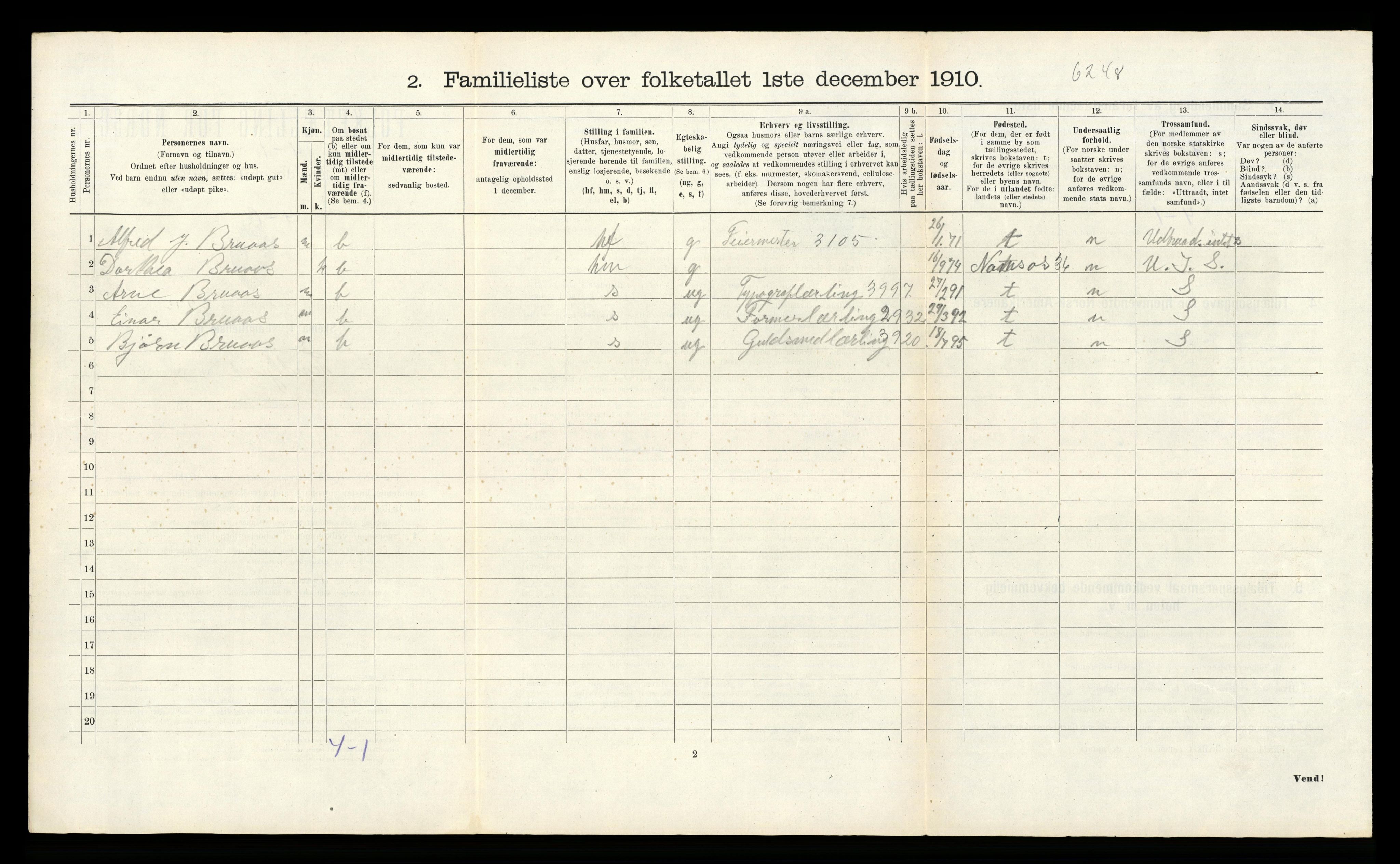 RA, 1910 census for Trondheim, 1910, p. 7682