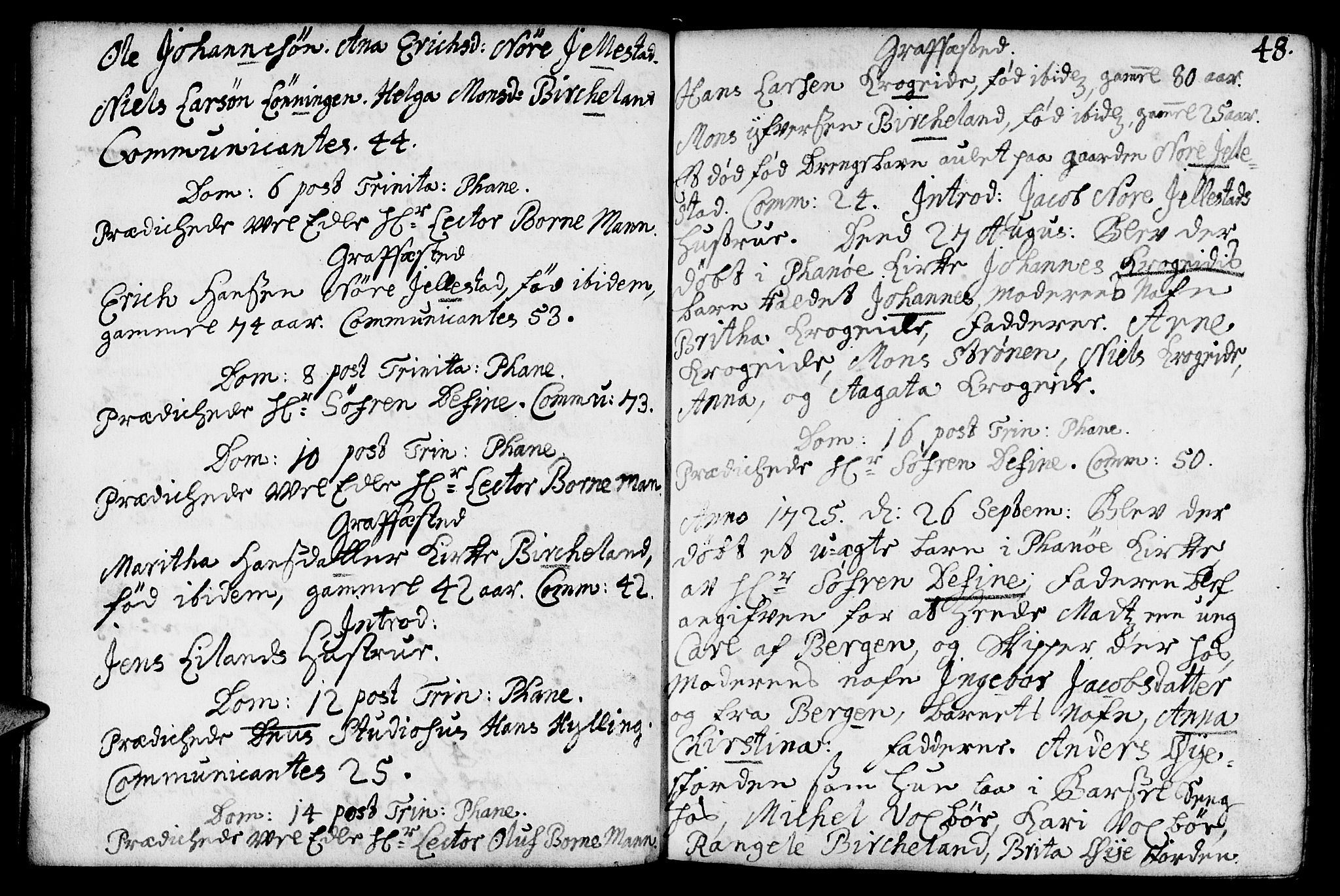 Fana Sokneprestembete, AV/SAB-A-75101/H/Haa/Haaa/L0002: Parish register (official) no. A 2, 1719-1735, p. 48