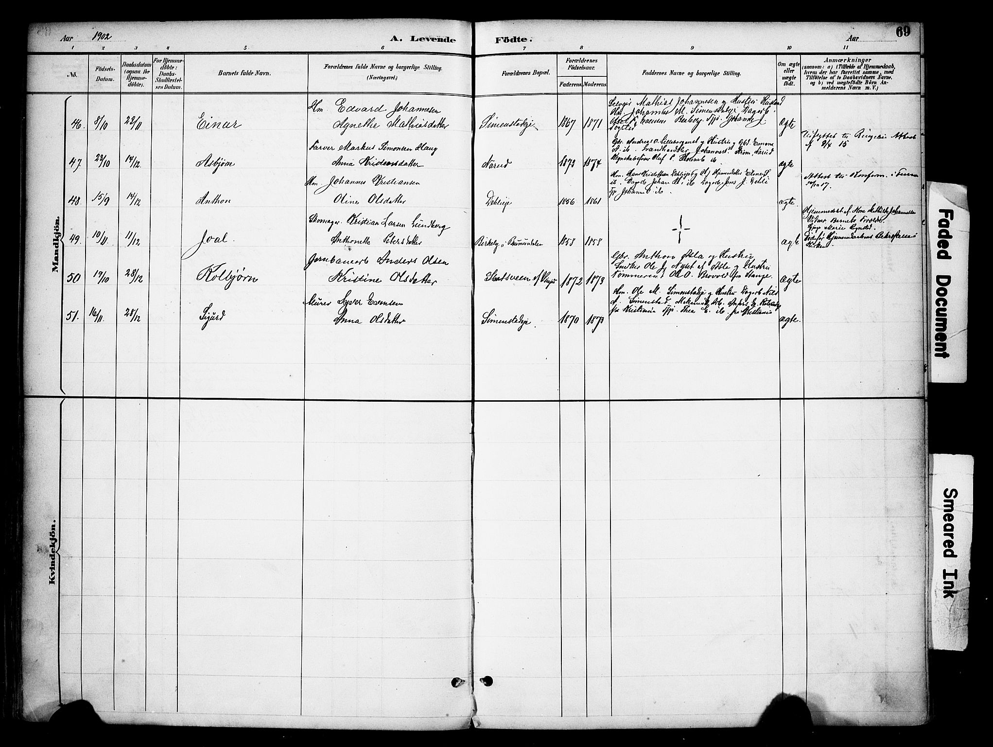 Ringsaker prestekontor, AV/SAH-PREST-014/K/Ka/L0016: Parish register (official) no. 16, 1891-1904, p. 69