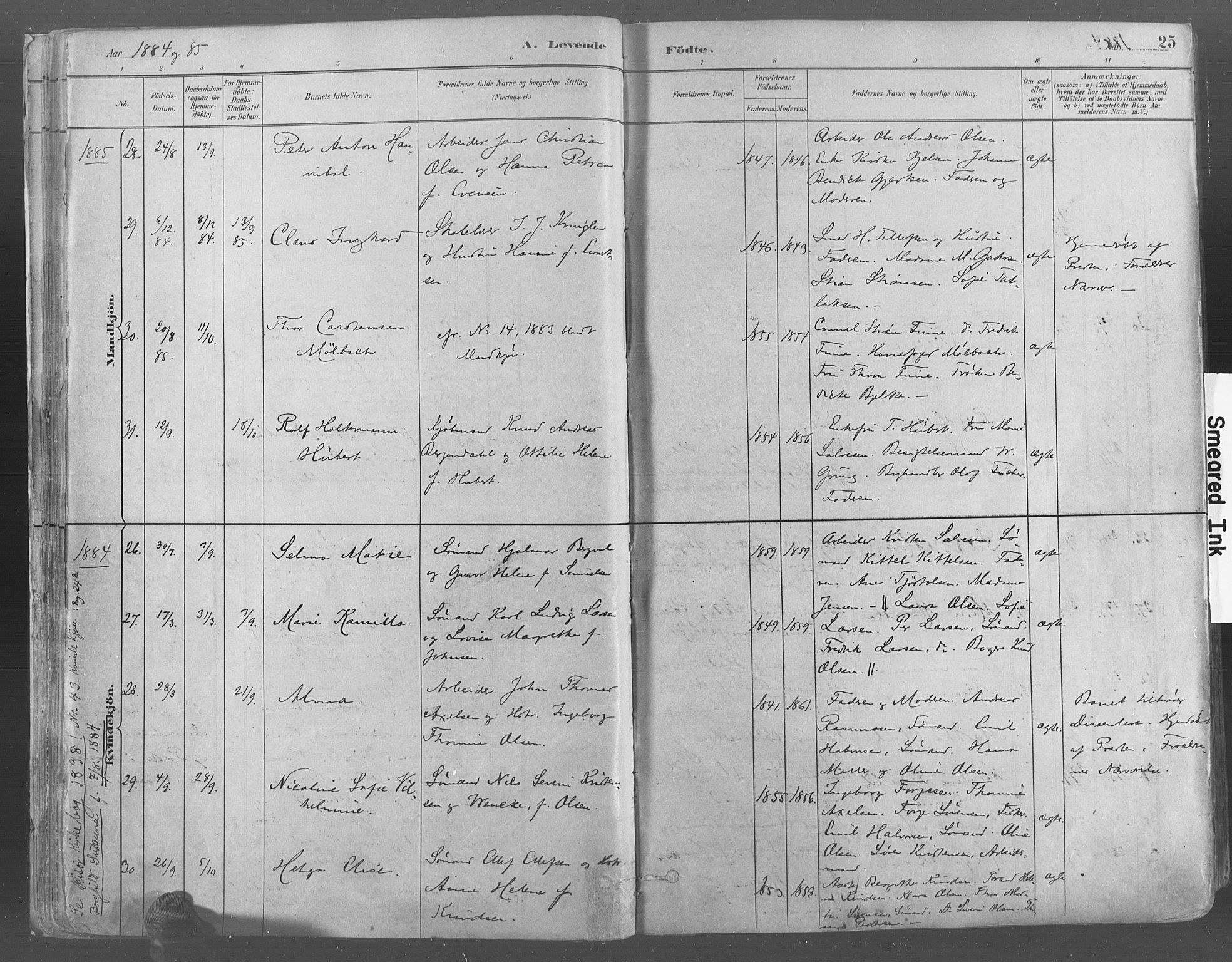 Risør sokneprestkontor, SAK/1111-0035/F/Fa/L0005: Parish register (official) no. A 5, 1883-1895, p. 25