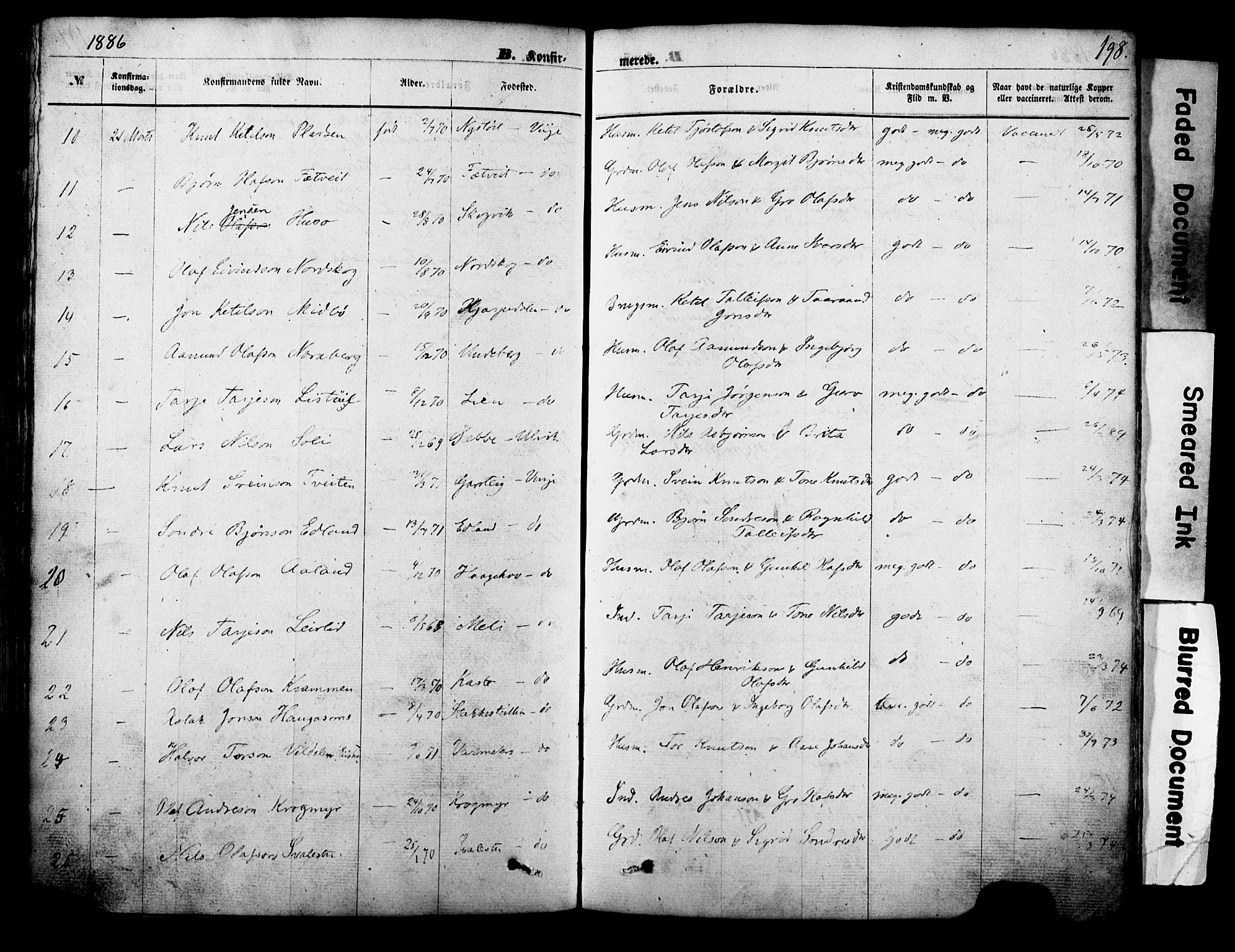 Vinje kirkebøker, SAKO/A-312/F/Fa/L0005: Parish register (official) no. I 5, 1870-1886, p. 198
