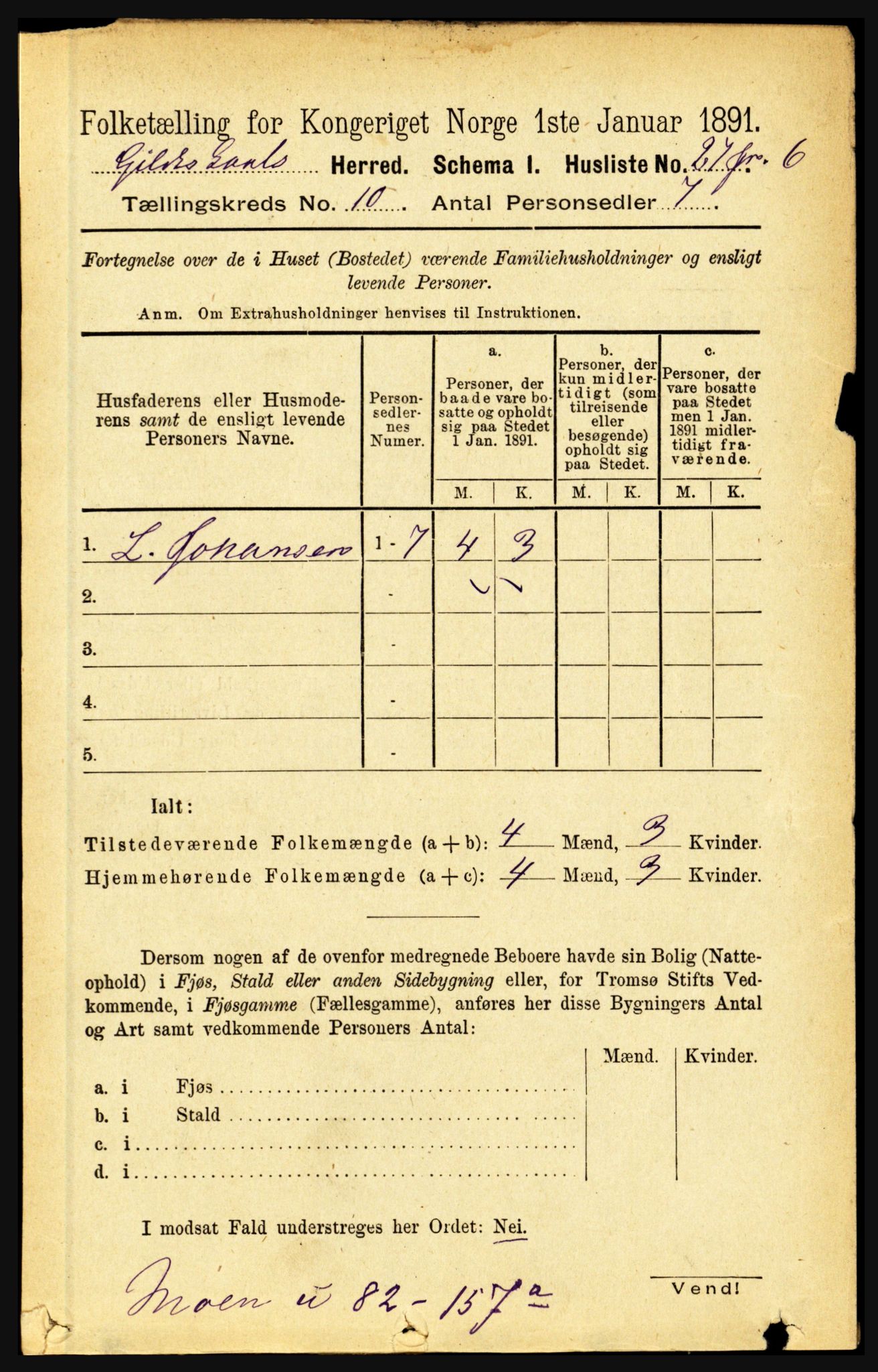 RA, 1891 census for 1838 Gildeskål, 1891, p. 2927