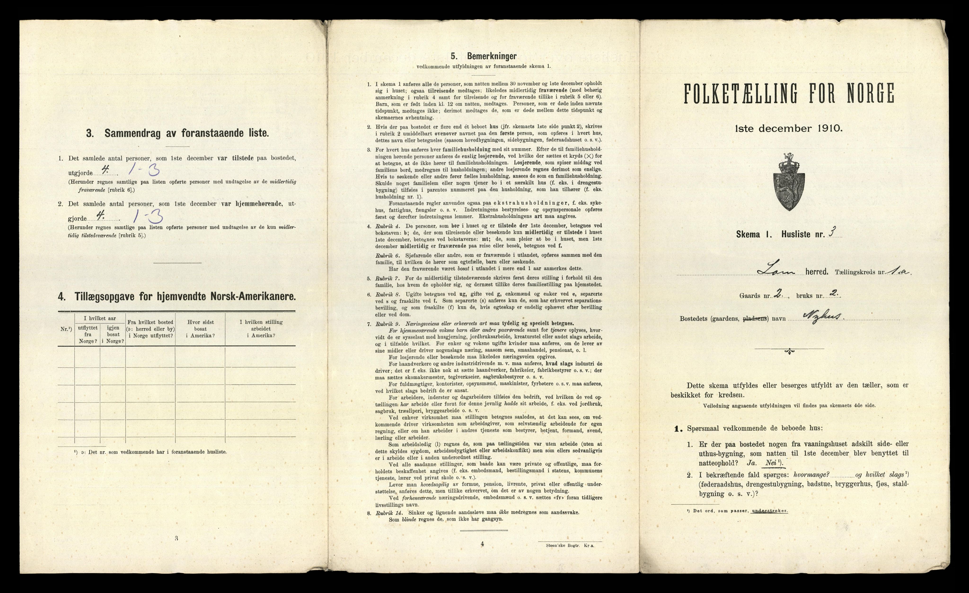 RA, 1910 census for Lom, 1910, p. 37